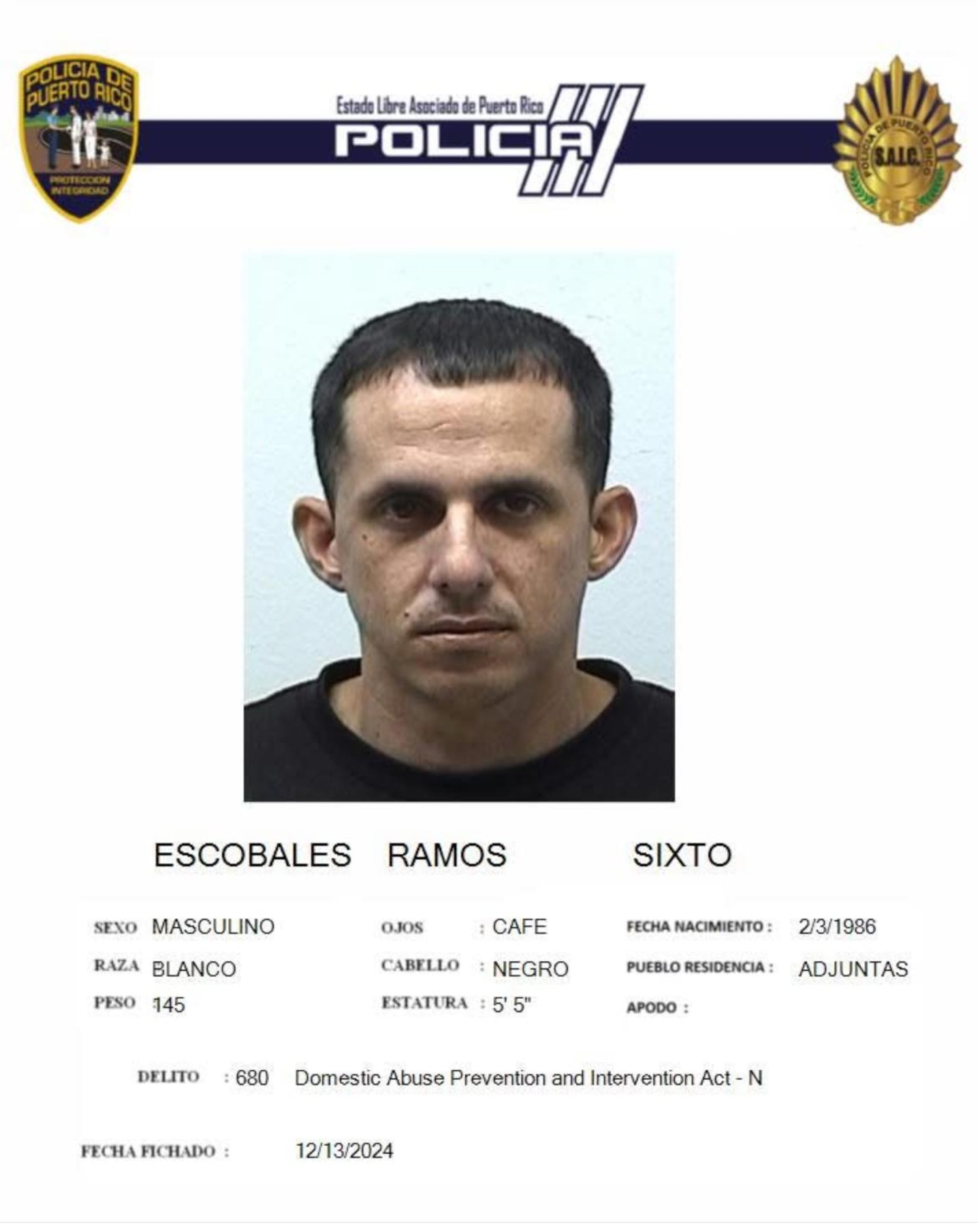 Sixto Escobales Ramos, se privó de la vida en el Complejo Correccional Las Cucharas en Ponce.