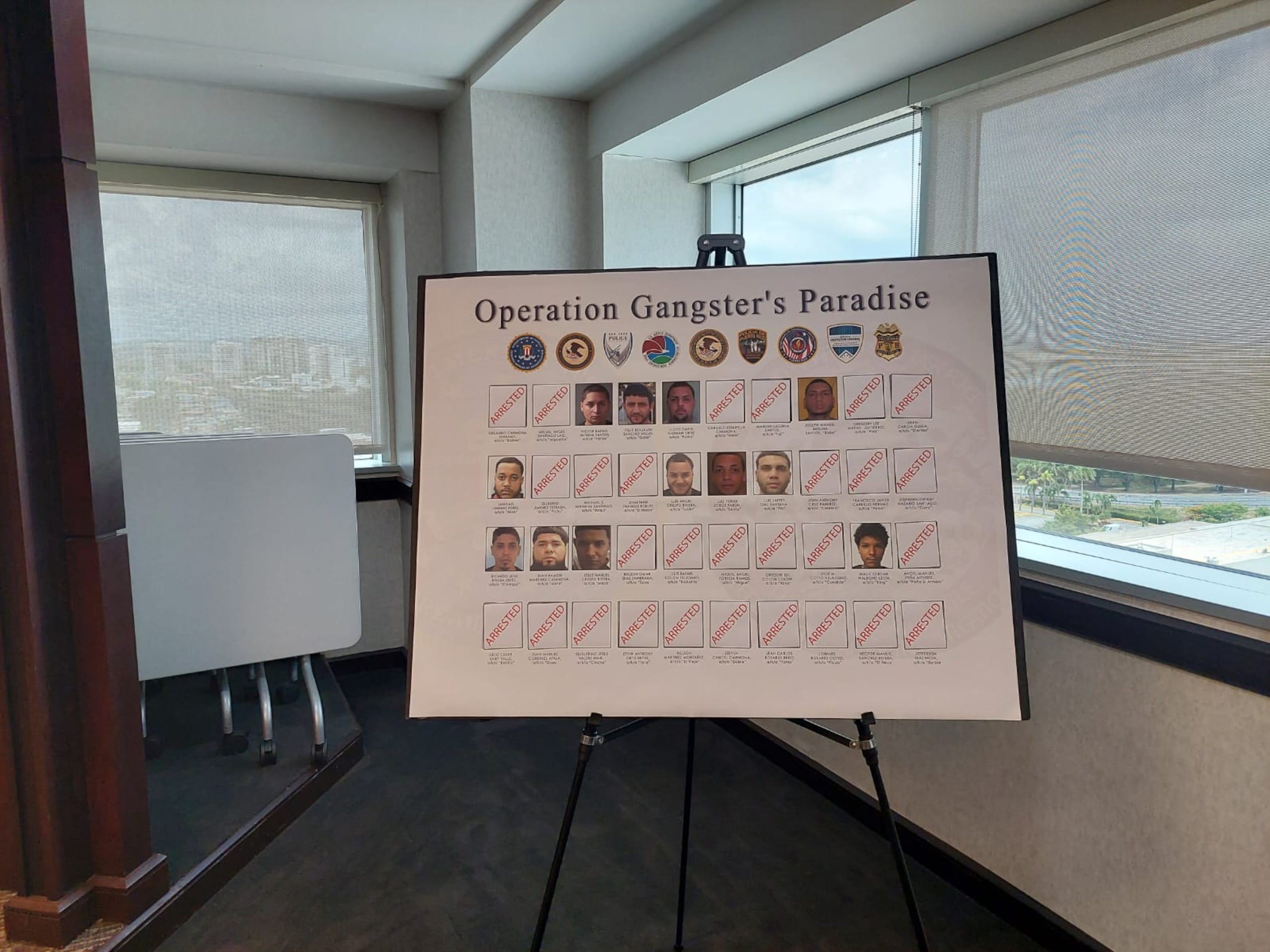 Lista de los arrestados por el Operation Gangster's Paradise, así como los 11 prófugos y Joseph Manuel Molina, arrestado hoy.