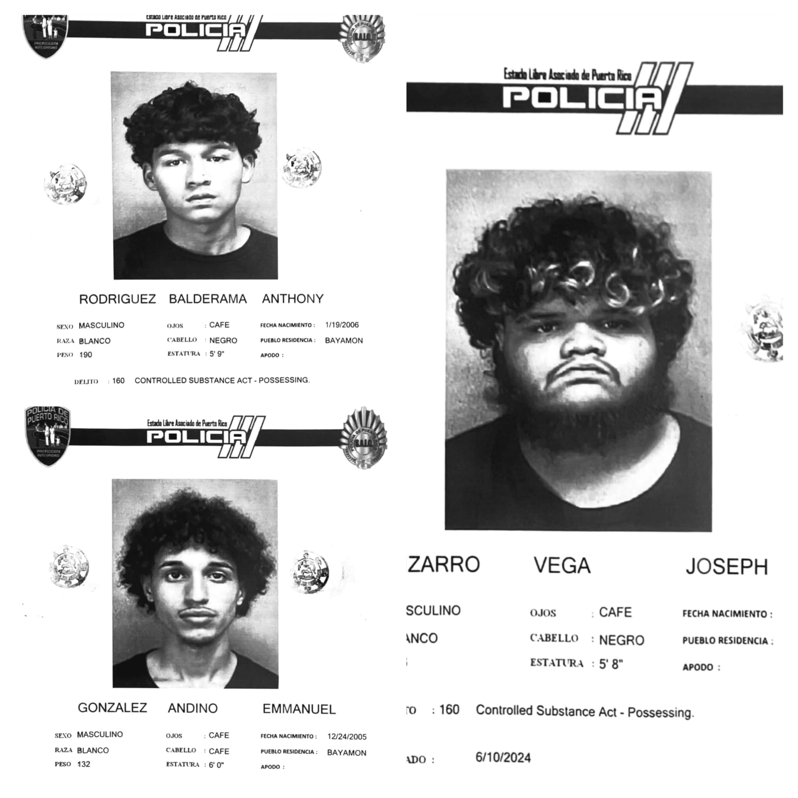 Anthony Rodríguez Balderrama, Joseph Zarro Vega y Emmanuel González Andino, enfrentan cargos por escalamiento, daños, incendio y entrar sin autorización a un plantel escolar.