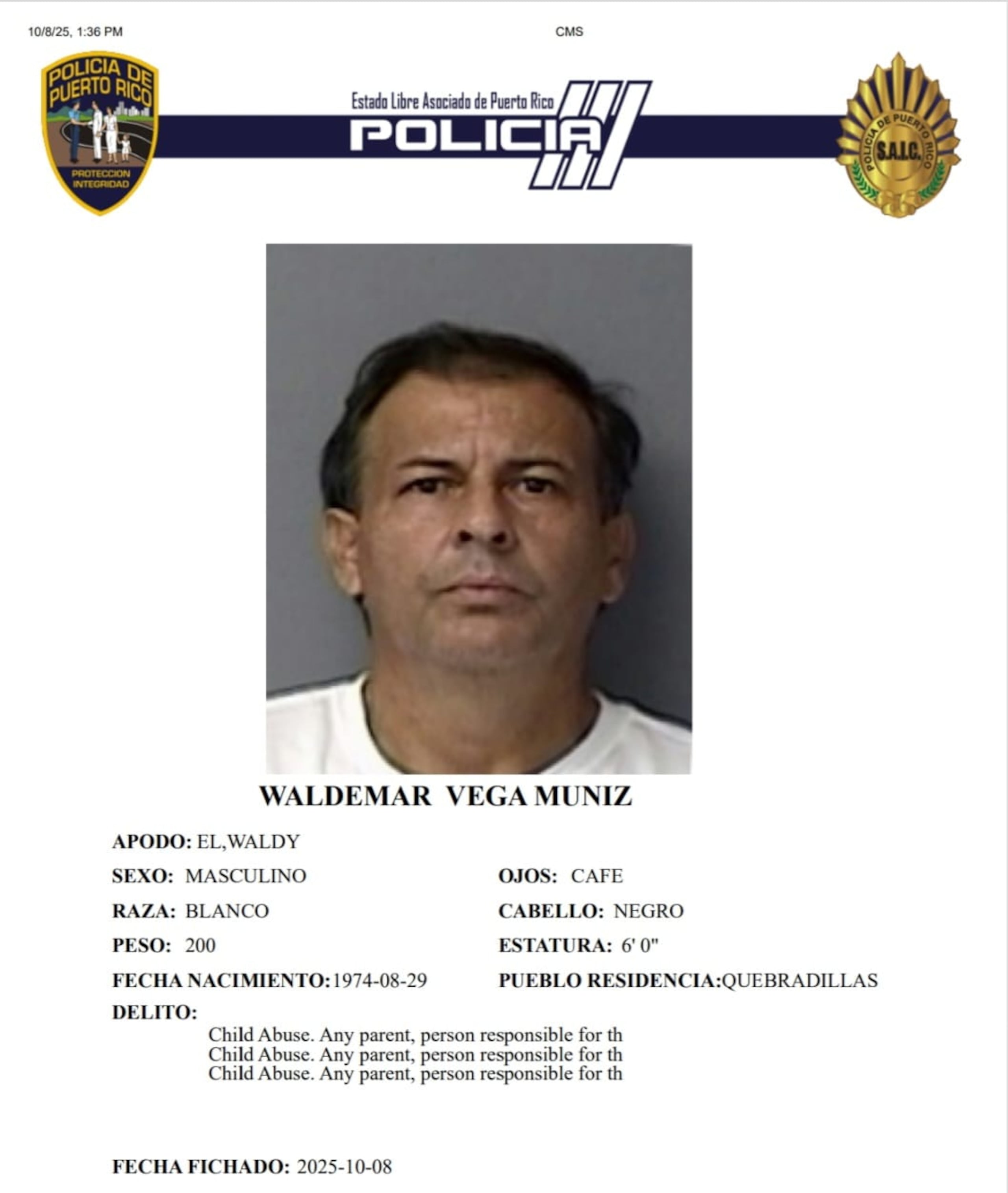 Waldemar Vega Muñiz, enfrenta cargos por actos lascivos y maltrato de menores.