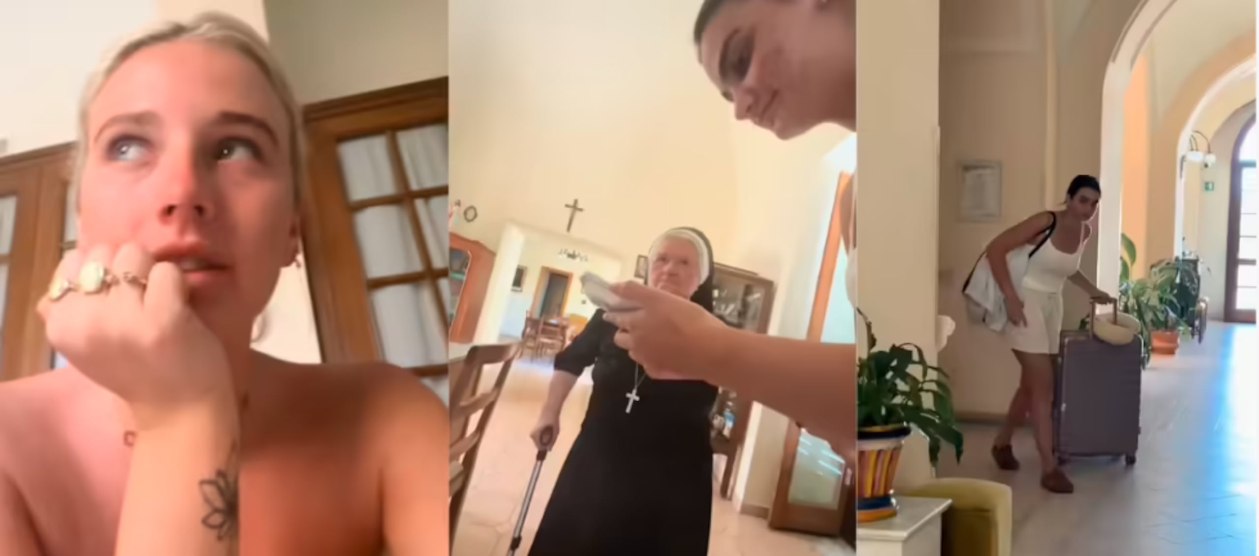 Las jóvenes esperaban un alojamiento turístico y hallaron una capilla habitada por monjas católicas.