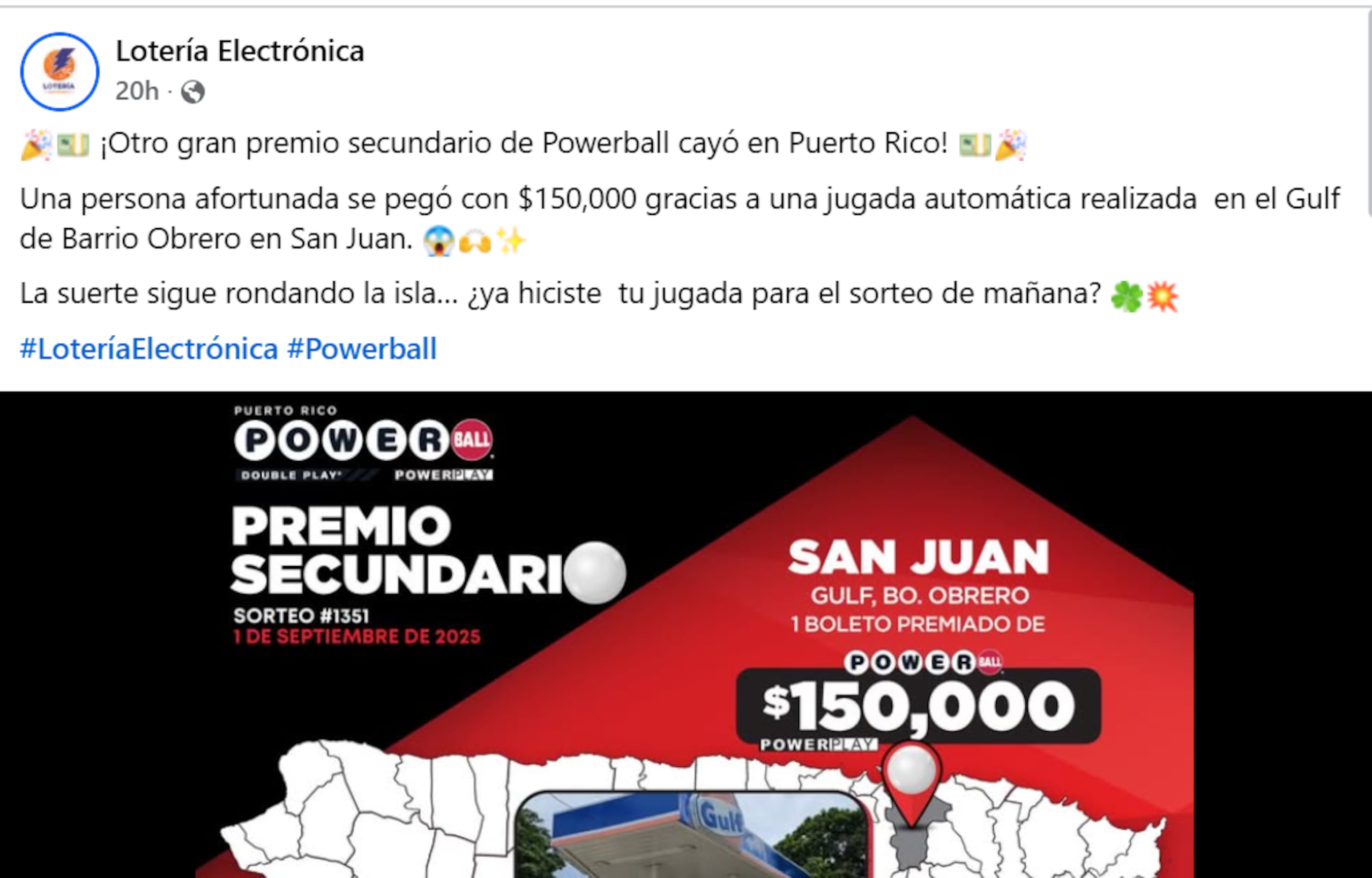 Dónde cayó premio de $150,000 del Powerball en Puerto Rico