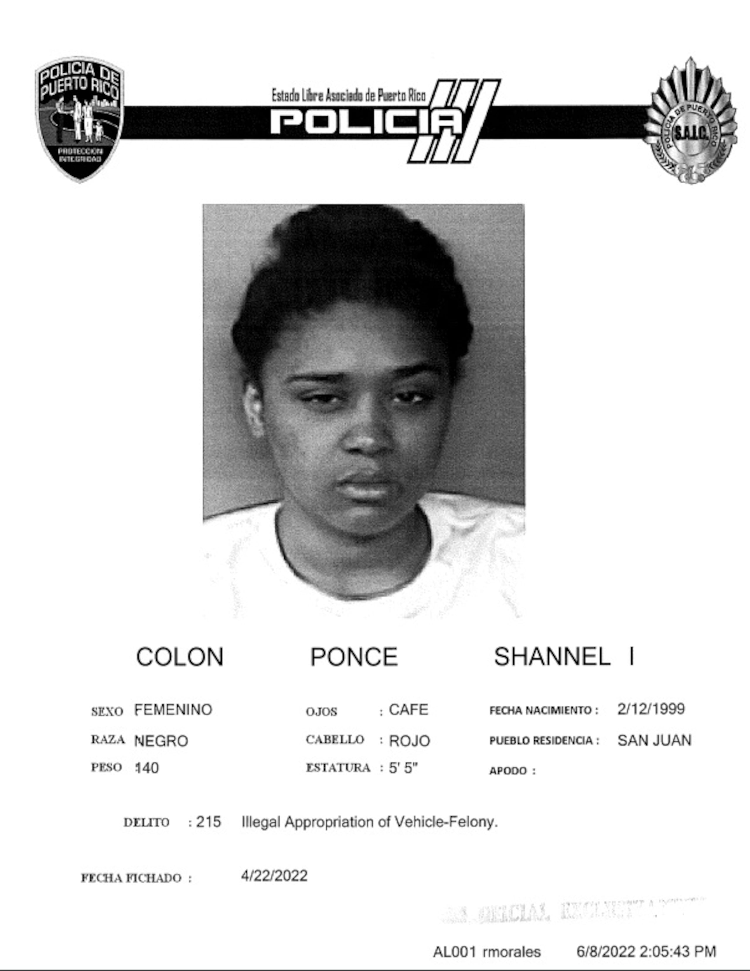 Ficha de Shannel Colón Ponce