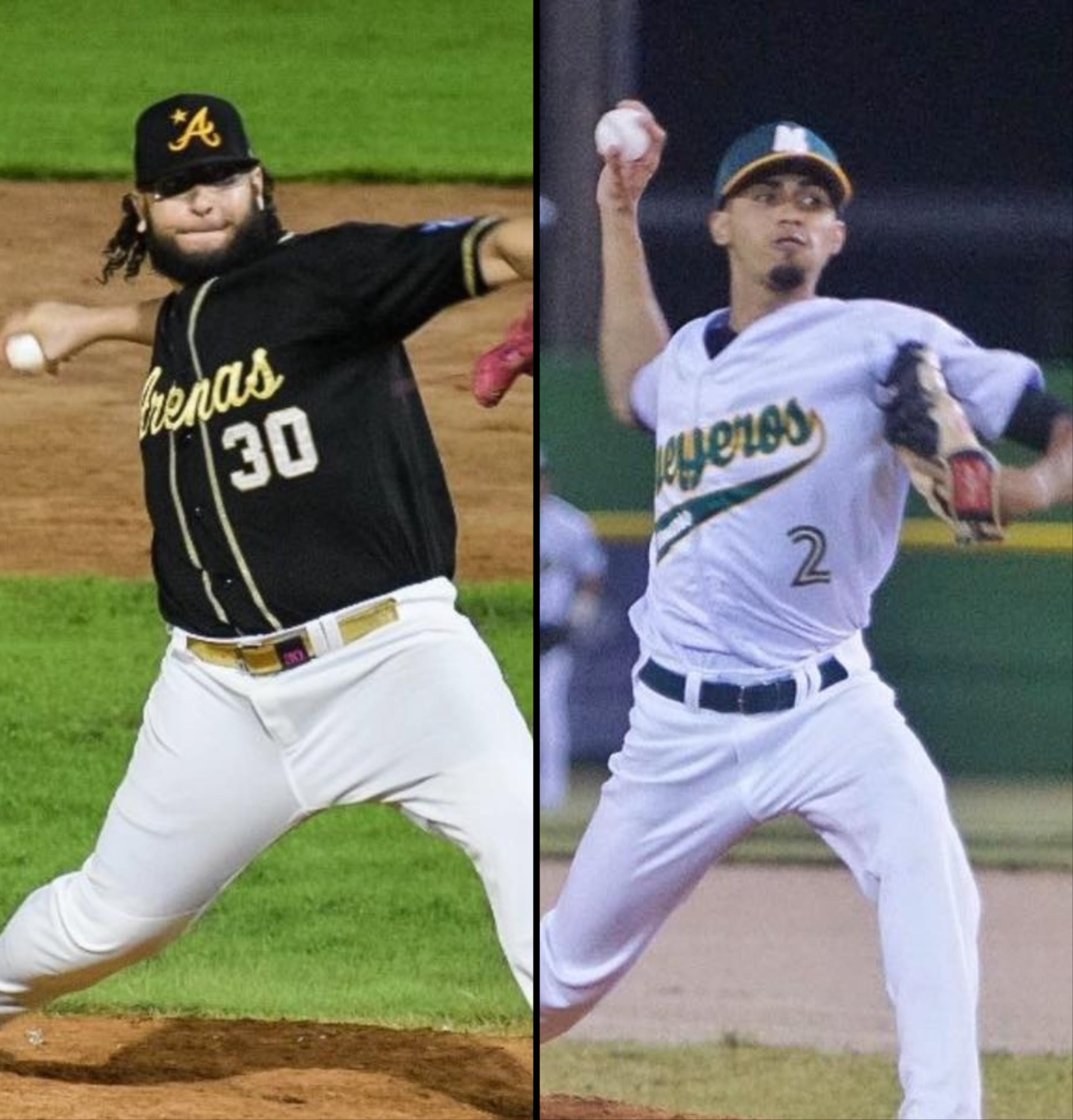 Jorge Charry, de los campeones defensores Arenosos de Camuy, y Edouardo “Lalo” Peña, de los Jueyeros de Maunabo.