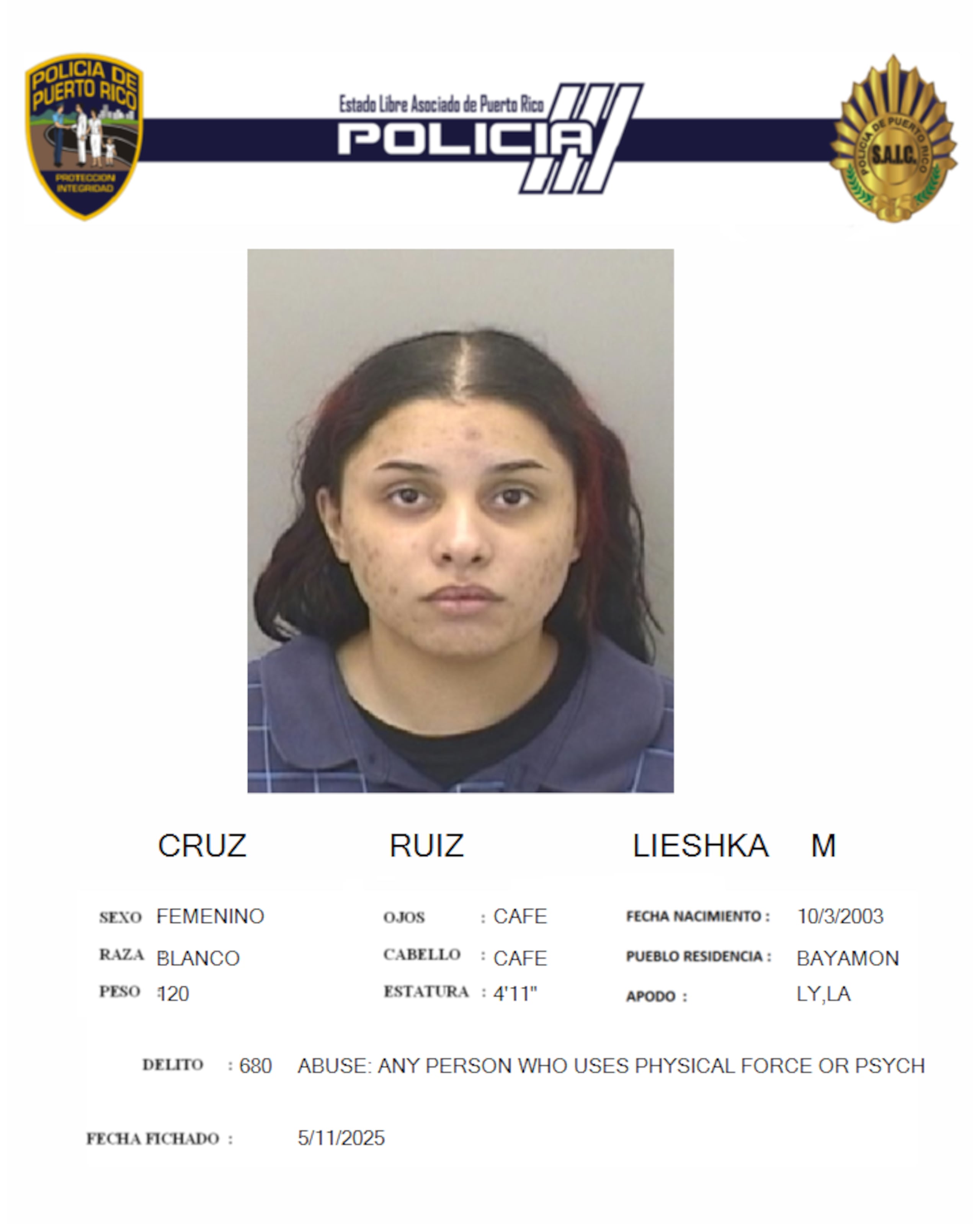 La mujer no pudo pagar la fianza.