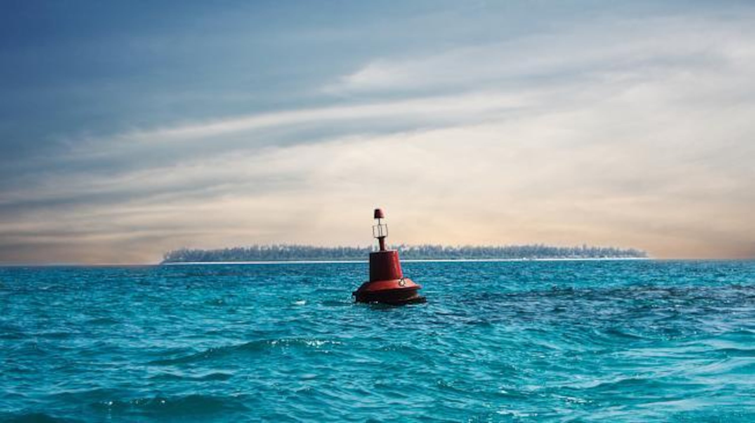 Las boyas se desplazan con el movimiento de las olas.