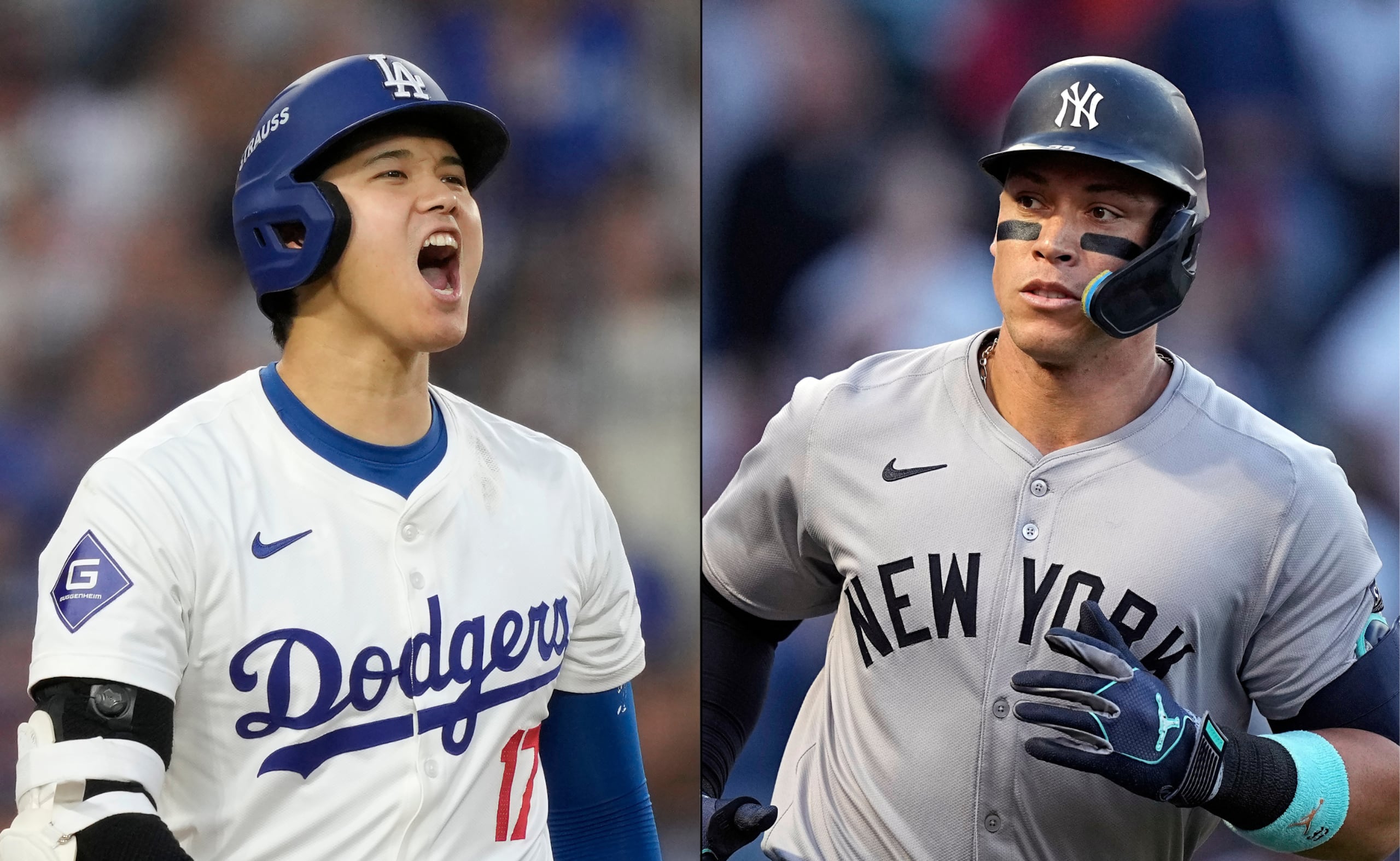 Shohei Ohtani, de los Dodgers de Los Ángeles, y Aaron Judge, de los Yankees de Nueva York.