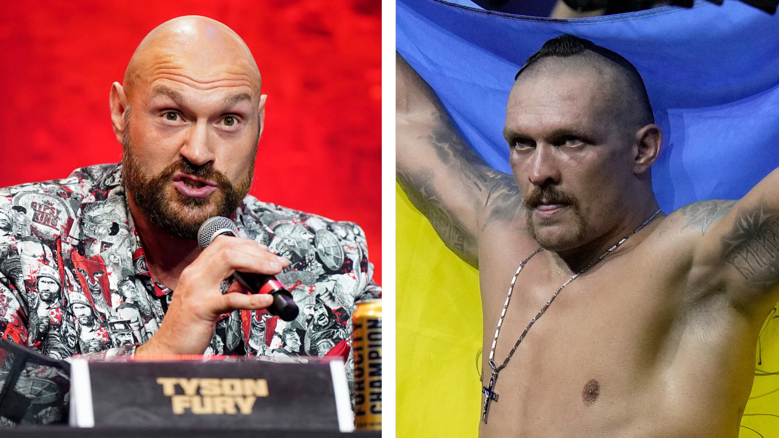 Tyson Fury (izquierda) y Oleksandr Usyk.