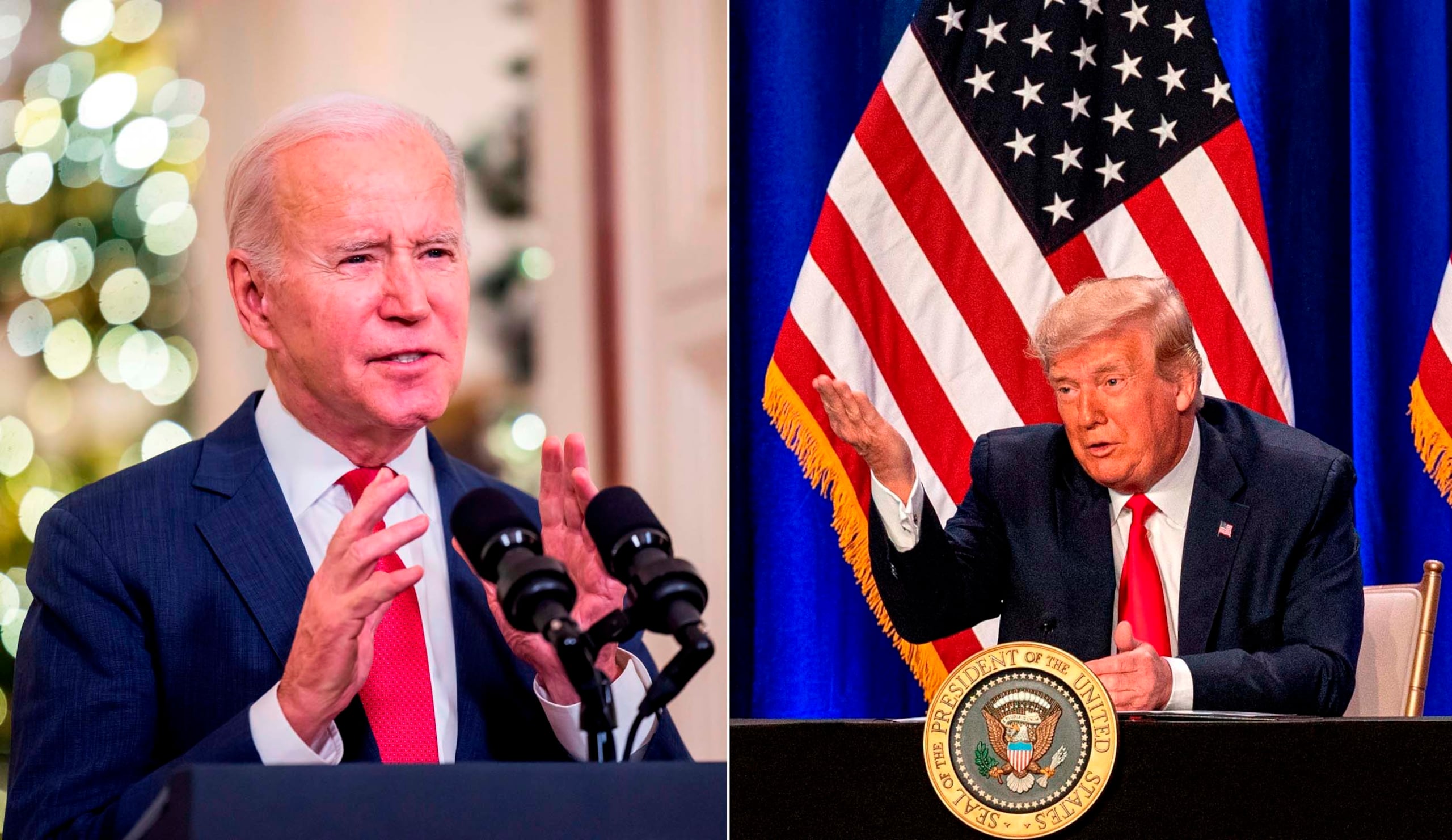 El expresidente de Estados Unidos, Joe Biden, y el presidente, Donald J. Trump.