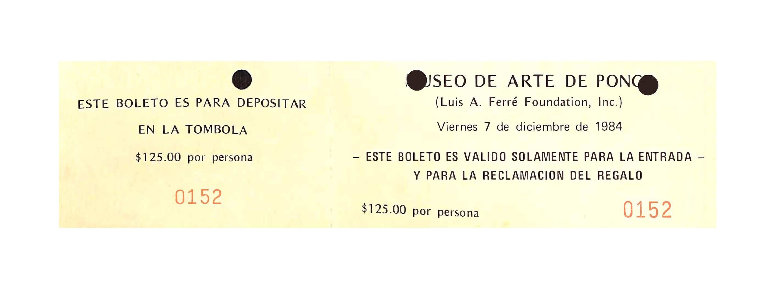 Boleto para la gala de 1984.