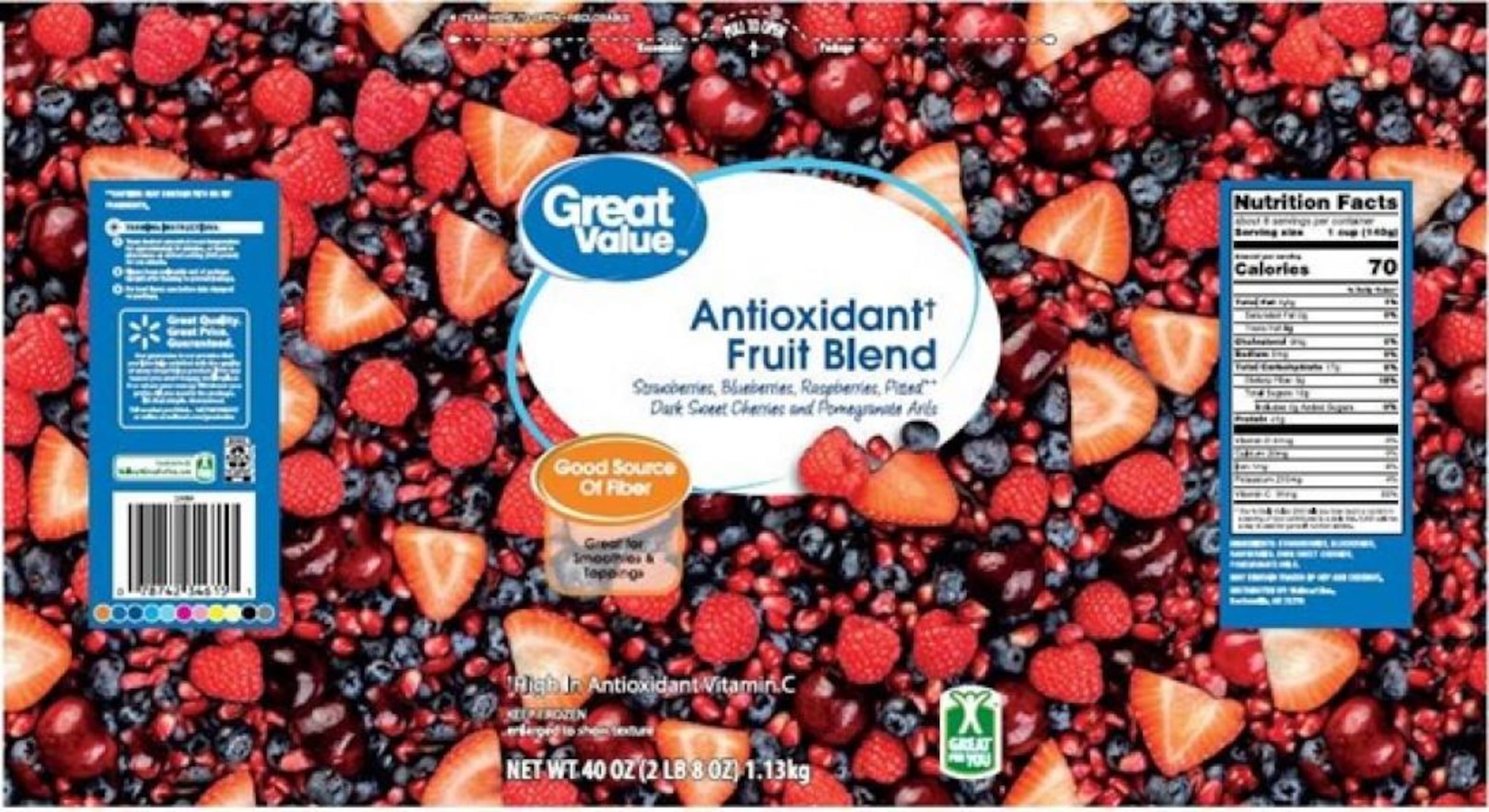 Paquete de Antioxidant Fruit Blend que figura entre los productos que fueron retirados voluntariamente por la empresa Willamette Valley Fruit