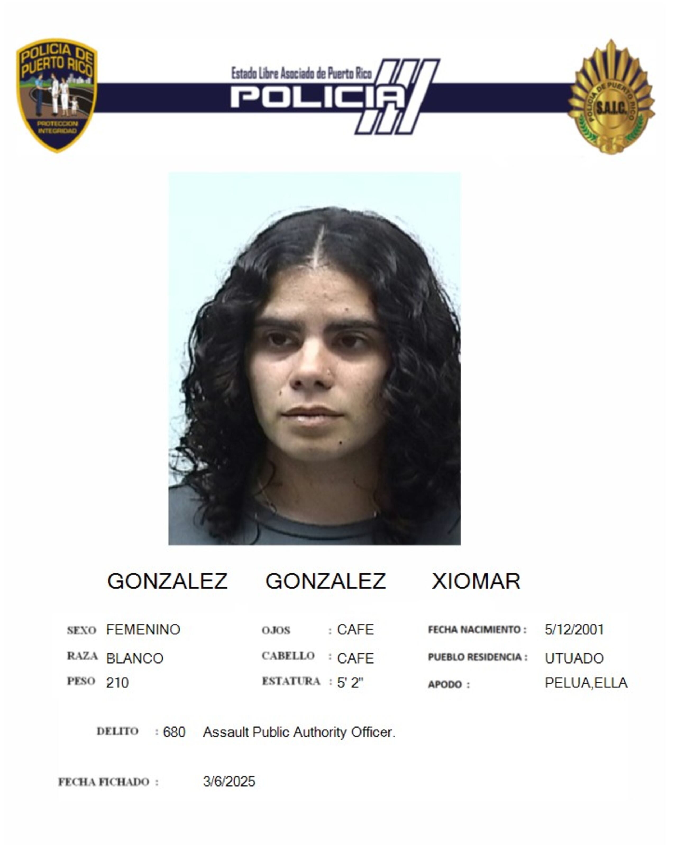 Xiomar González González, enfrenta un cargo por un cargo por empleo de violencia o intimidación contra la autoridad pública.