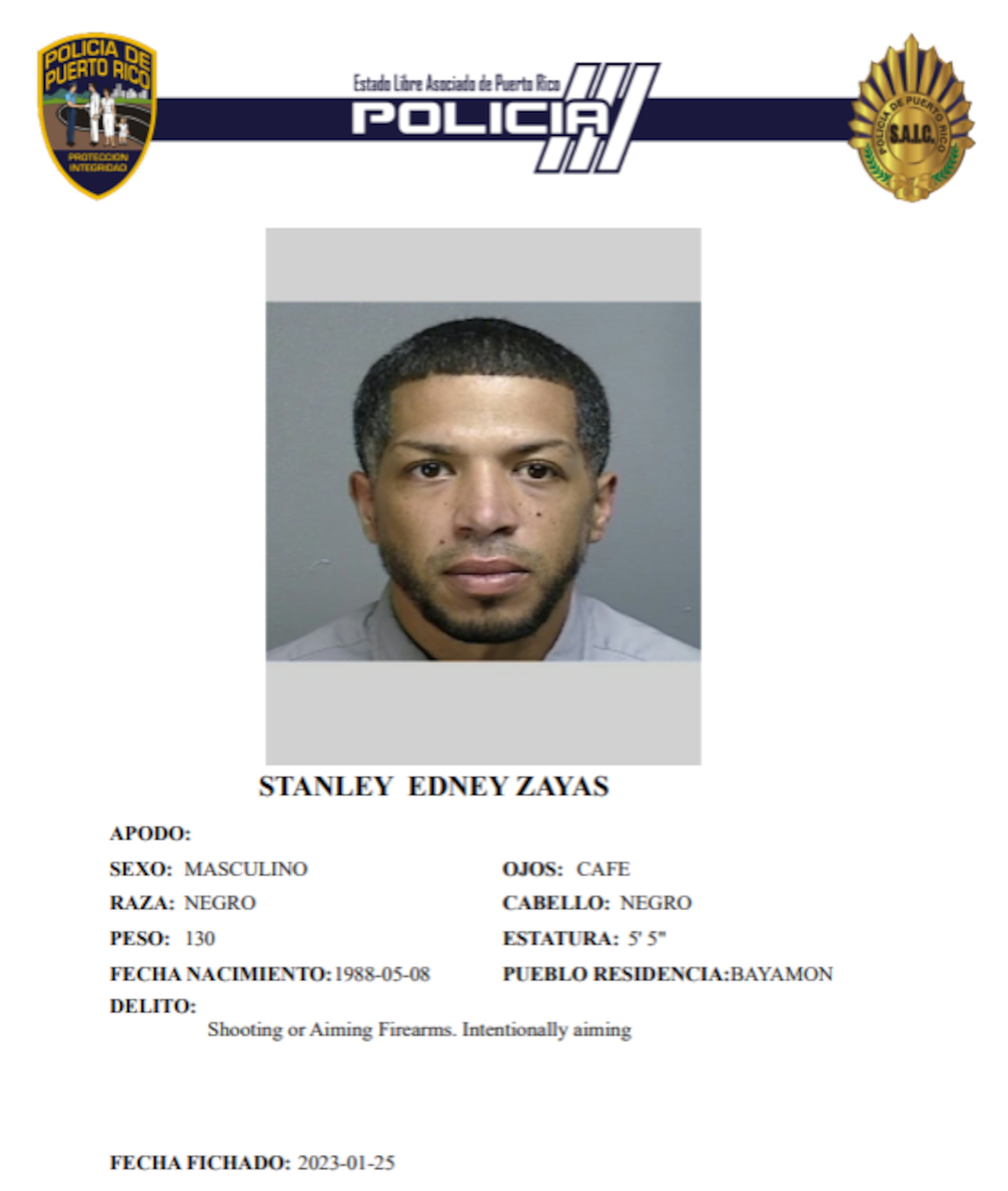 Stanley Edney Zayas tenía expediente criminal.