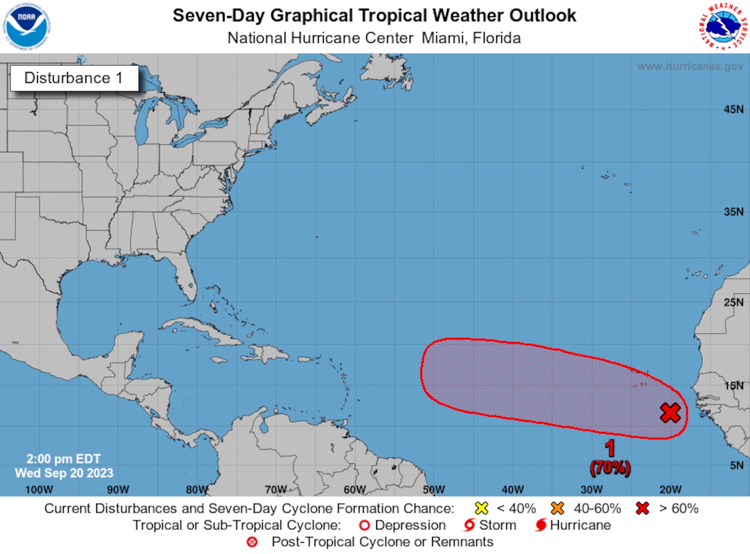 Onda tropical en el Atlántico. (NOAA)