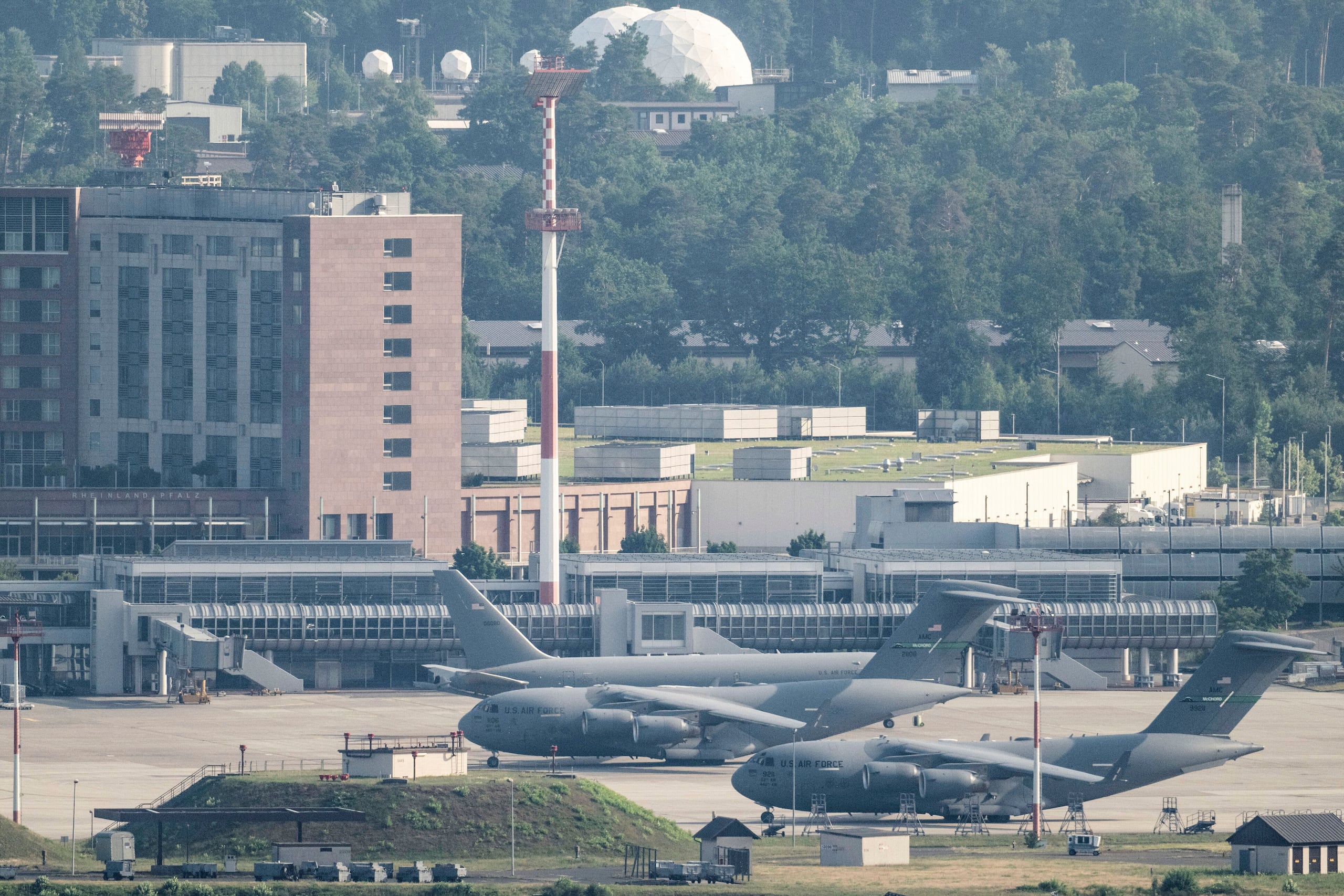 La base aérea estadounidense Ramstein en Landstuhl, Alemania, el 23 de noviembre del 2025. (Boris Roessler/dpa via AP)