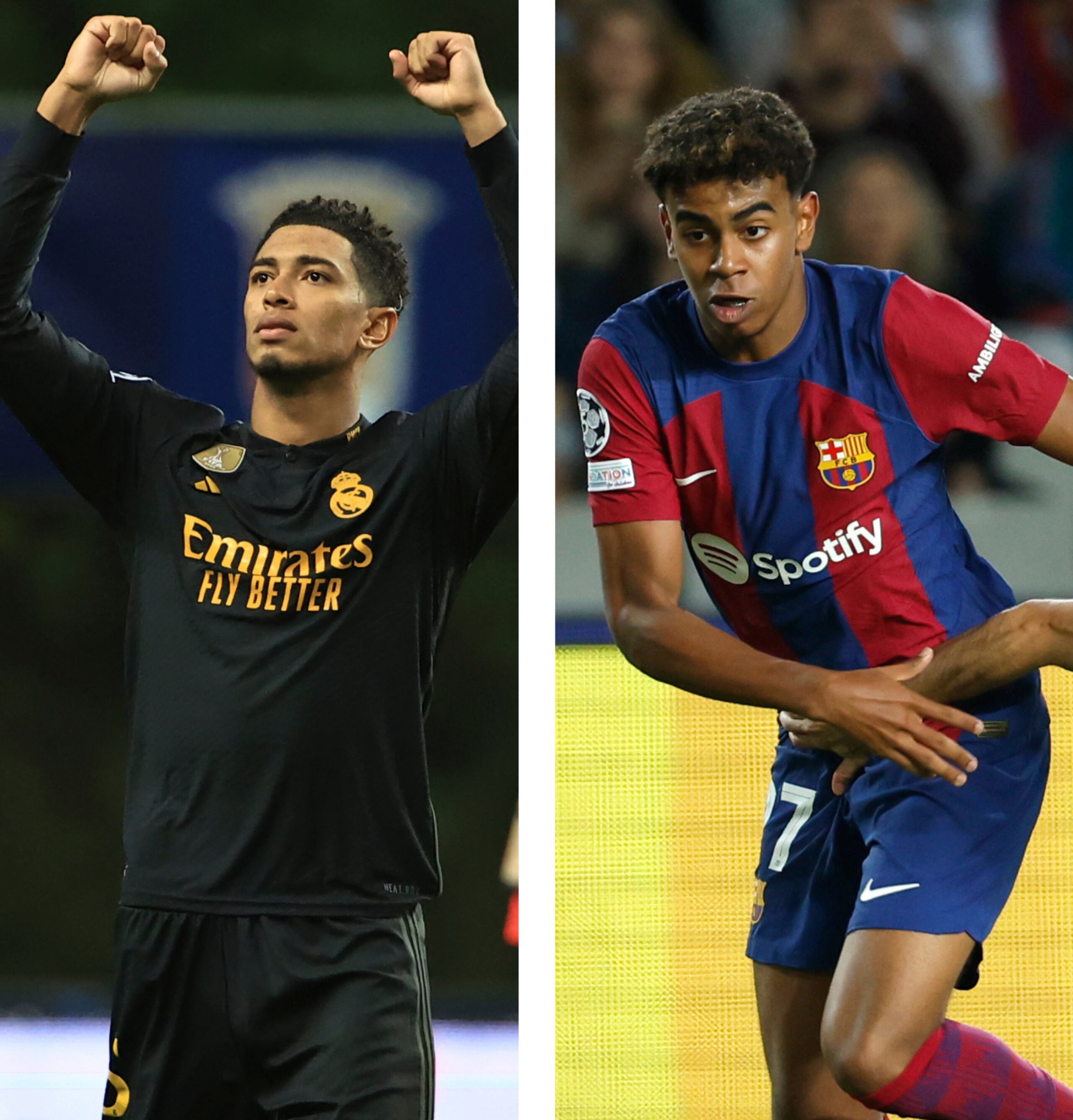 Jude Bellingham, del Real Madrid, y Lamine Yamal, del Barcelona.