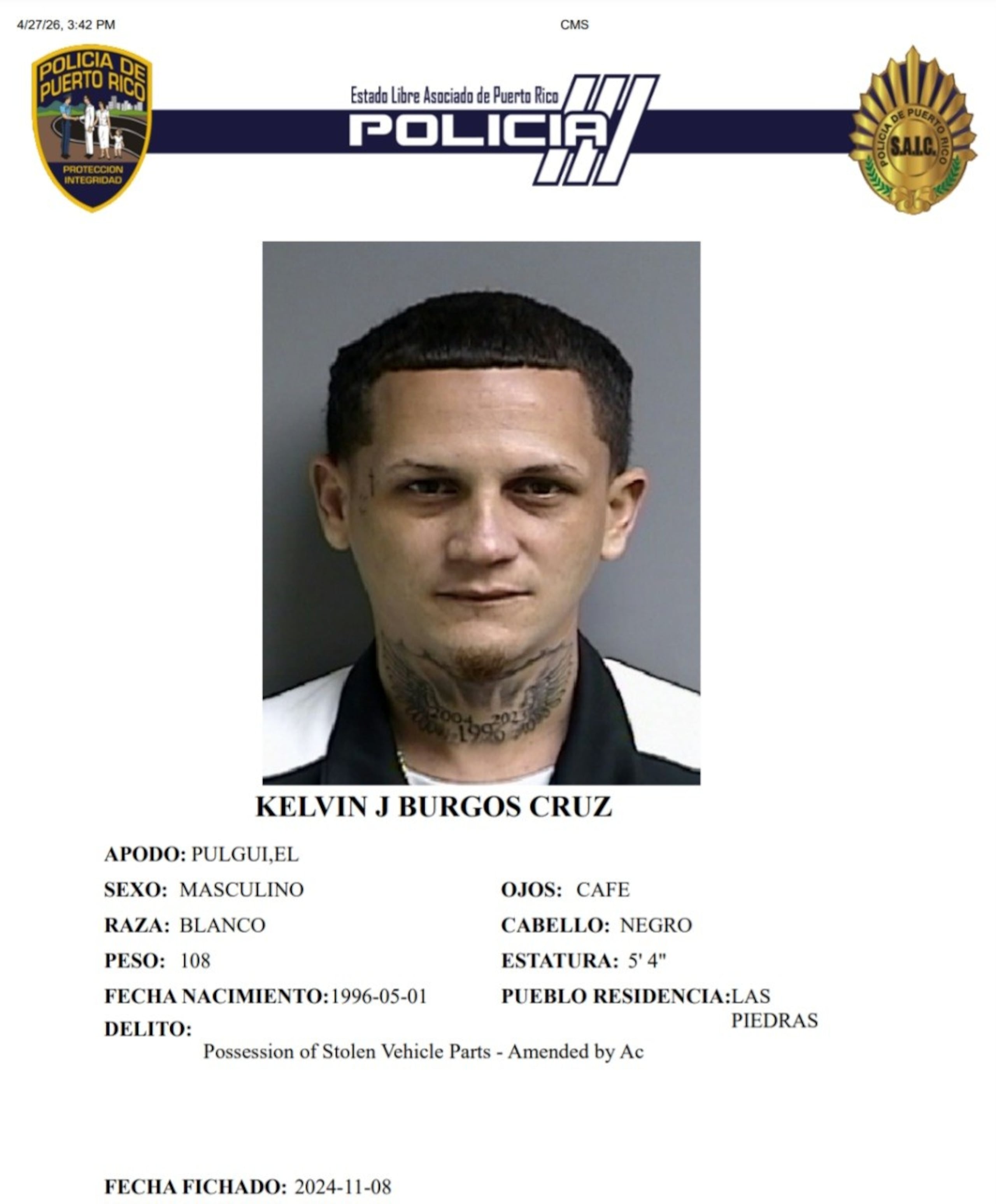 Kelvin J. Burgos Cruz, fue asesinado mientras transitaba en una motora debajo del puente del expreso Pr-30, en Las Piedras.