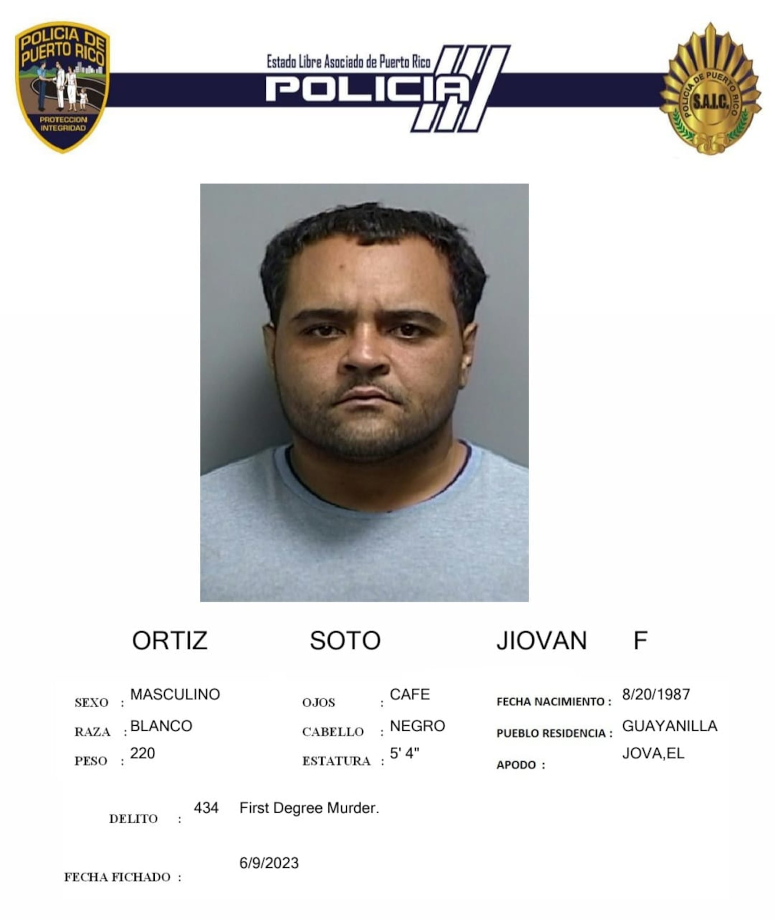 Jiovan F. Ortiz Soto será sentenciado por asesinato en primer grado por el crimen de su hija de dos años, incesto y agresión sexual.