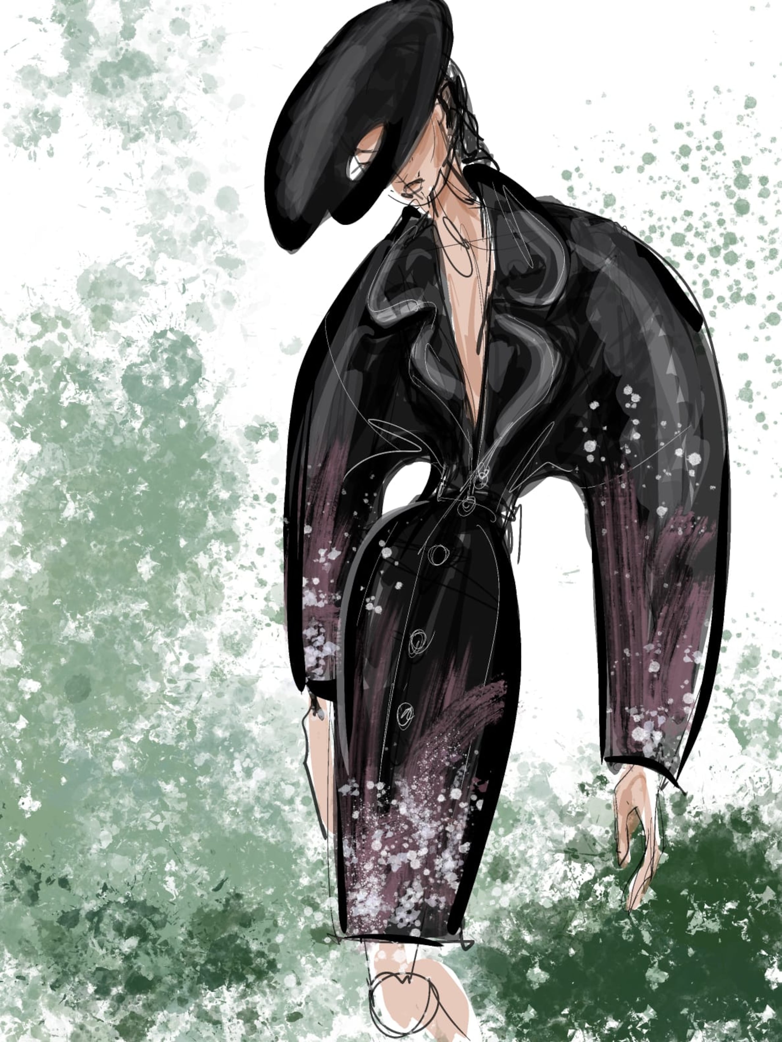 Boceto de uno de los diseños que presentará el diseñador boricua en la pasarela neoyorquina.