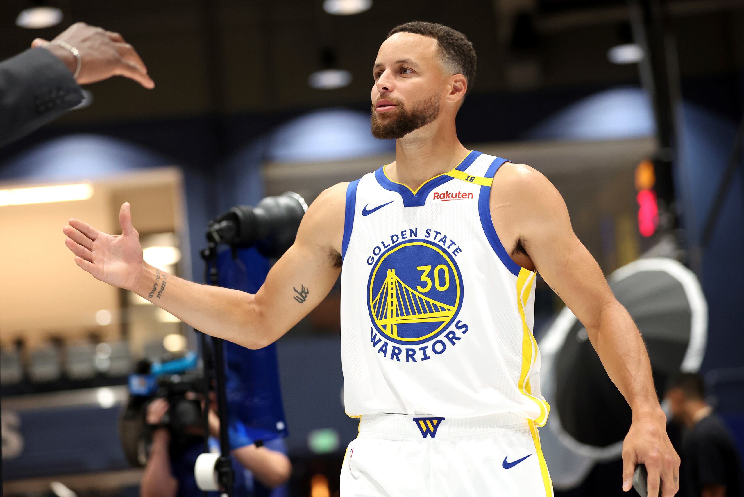 Stephen Curry, de los Warriors de Golden State, durante el 'Media Day' de la NBA.