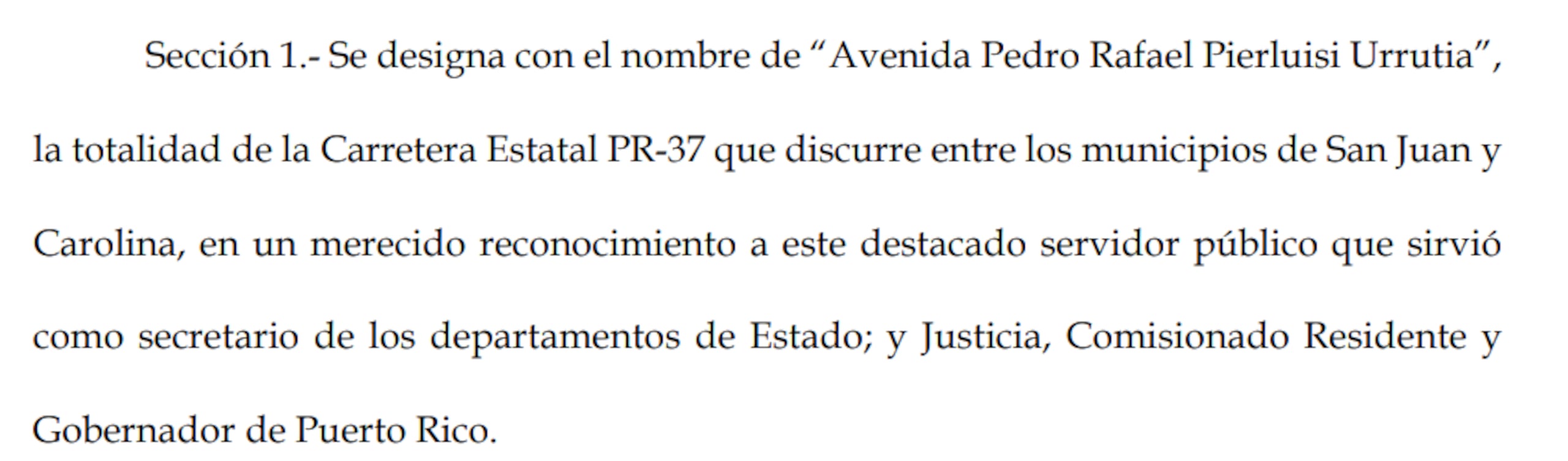 Resolución del Senado 177 para nombrar la PR-37 como Pedro Pierluisi