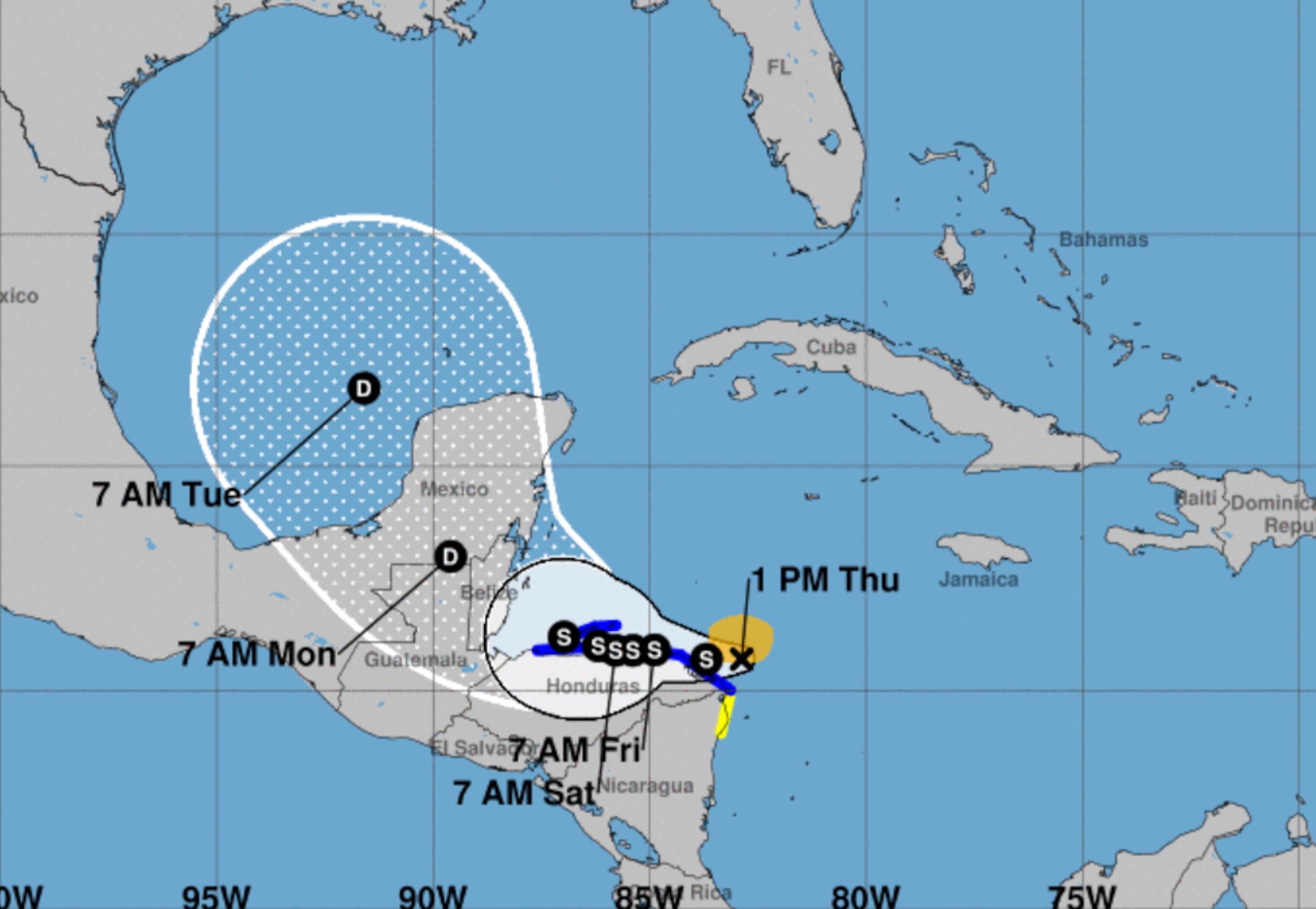 Lo que era la depresión tropical 19, ahora es la tormenta tropical Sara.