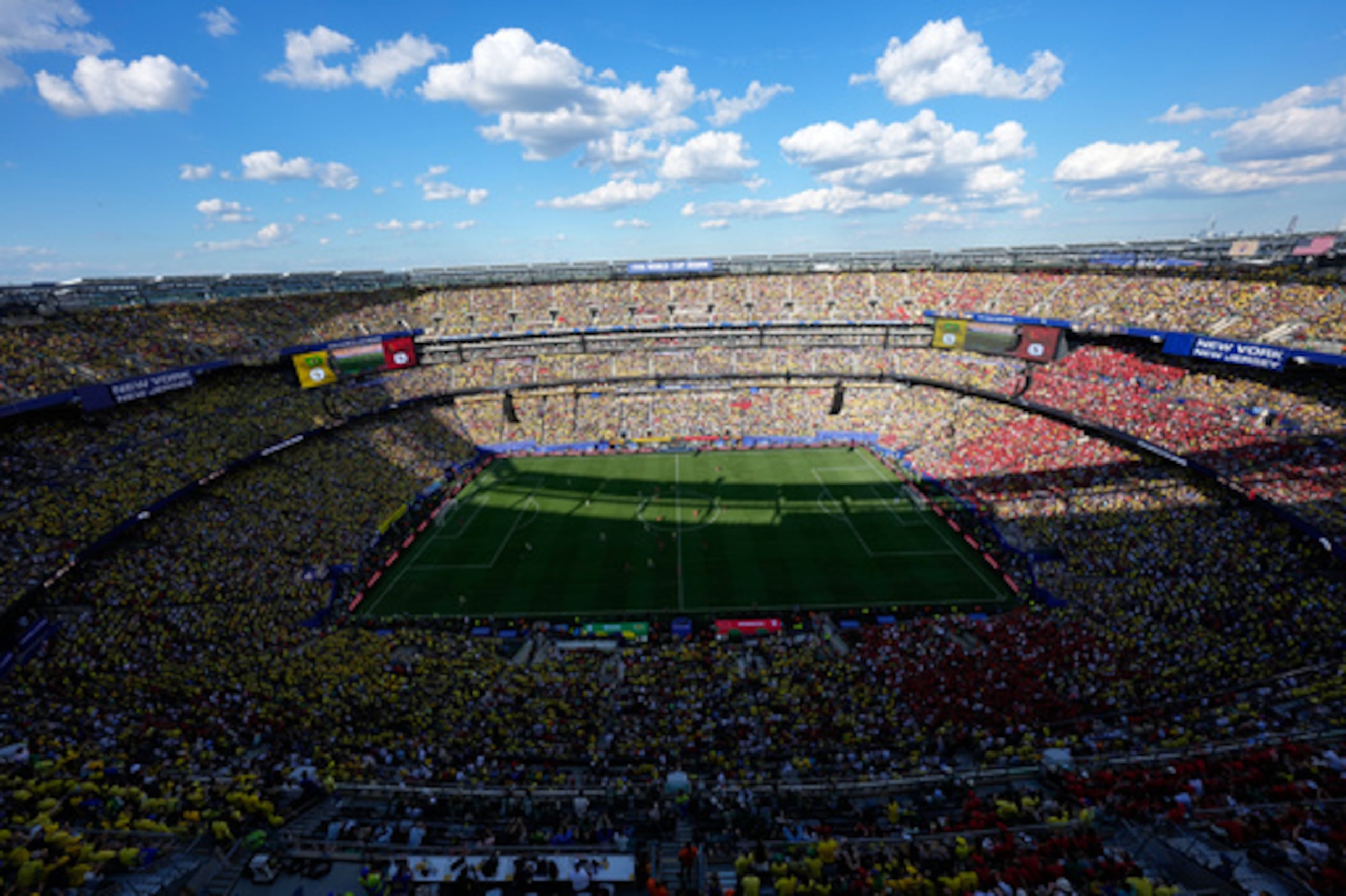 Vista general del estadio MetLife durante el partido de fútbol de la fase de grupos C del Mundial entre Brasil y Marruecos, celebrado en East Rutherford (Nueva Jersey), cerca de Nueva York, el sábado 13 de junio de 2026. (Foto AP/Matt Slocum)