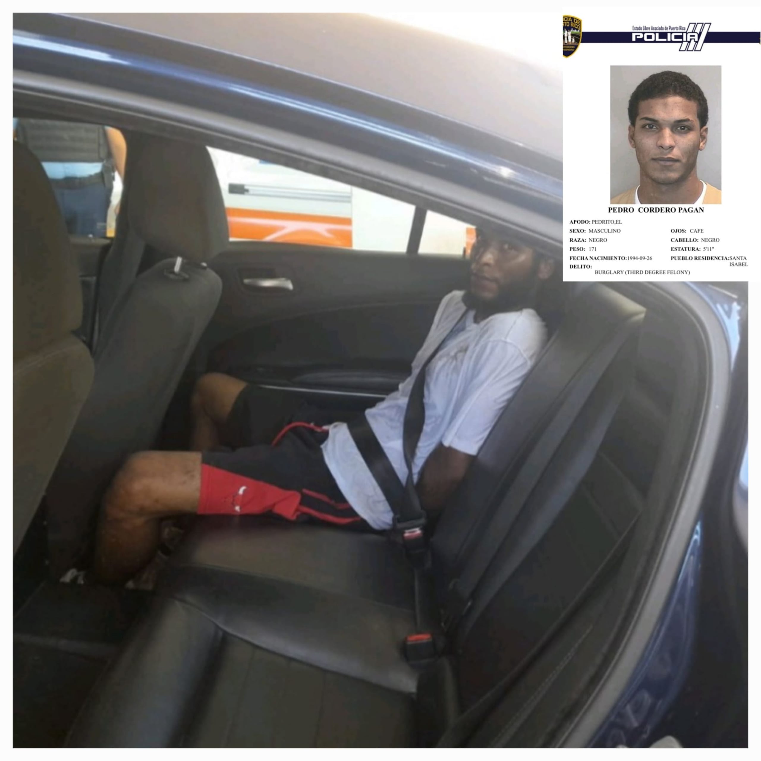 Pedro Luis Cordero Pagán, fue arrestado por el presunto robo de un arma de fuego a un guardia de seguridad en un supermercado de Santa Isabel.