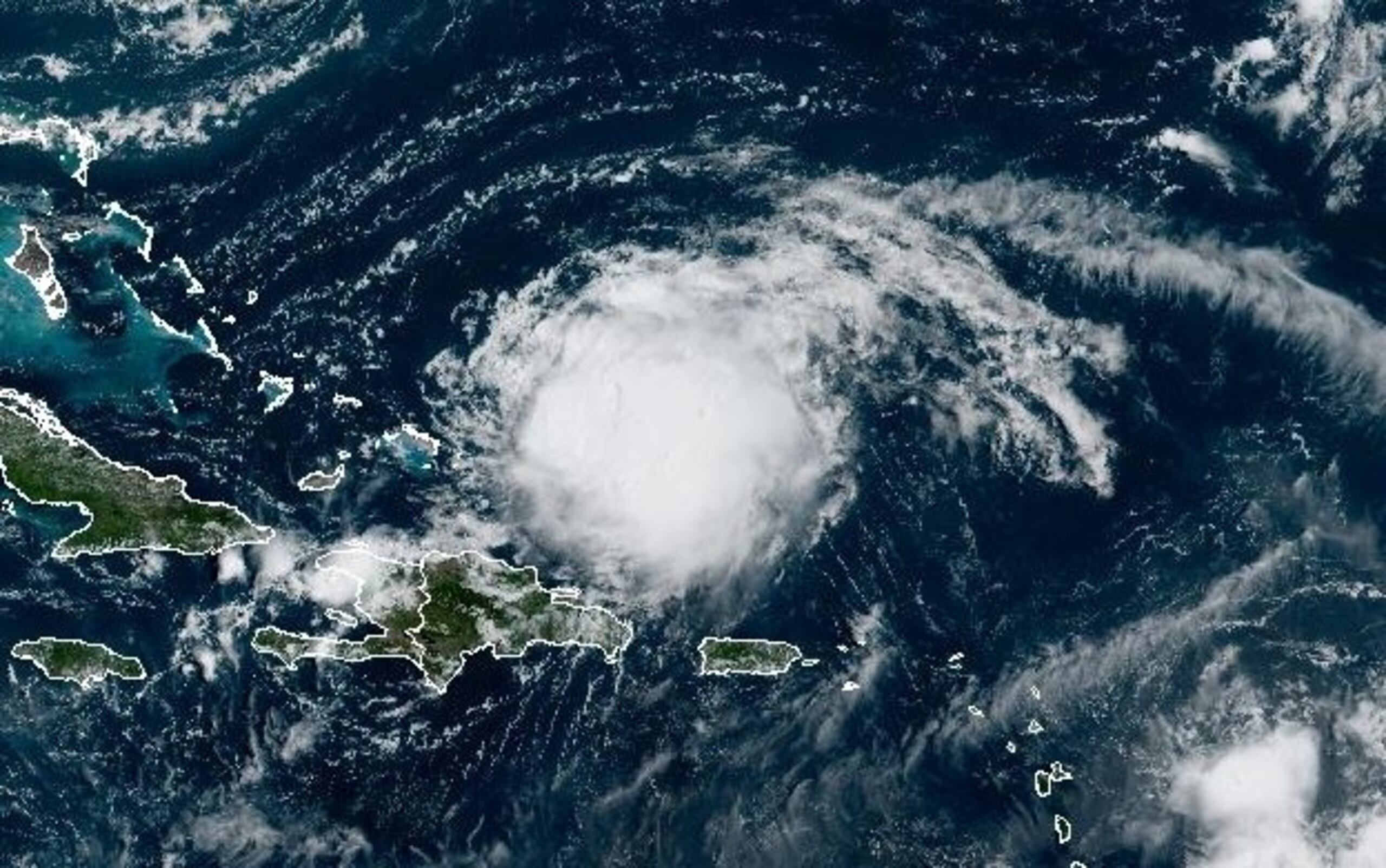 Imagen de satélite de la tormenta tropical Franklin el 24 de agosto de 2023.