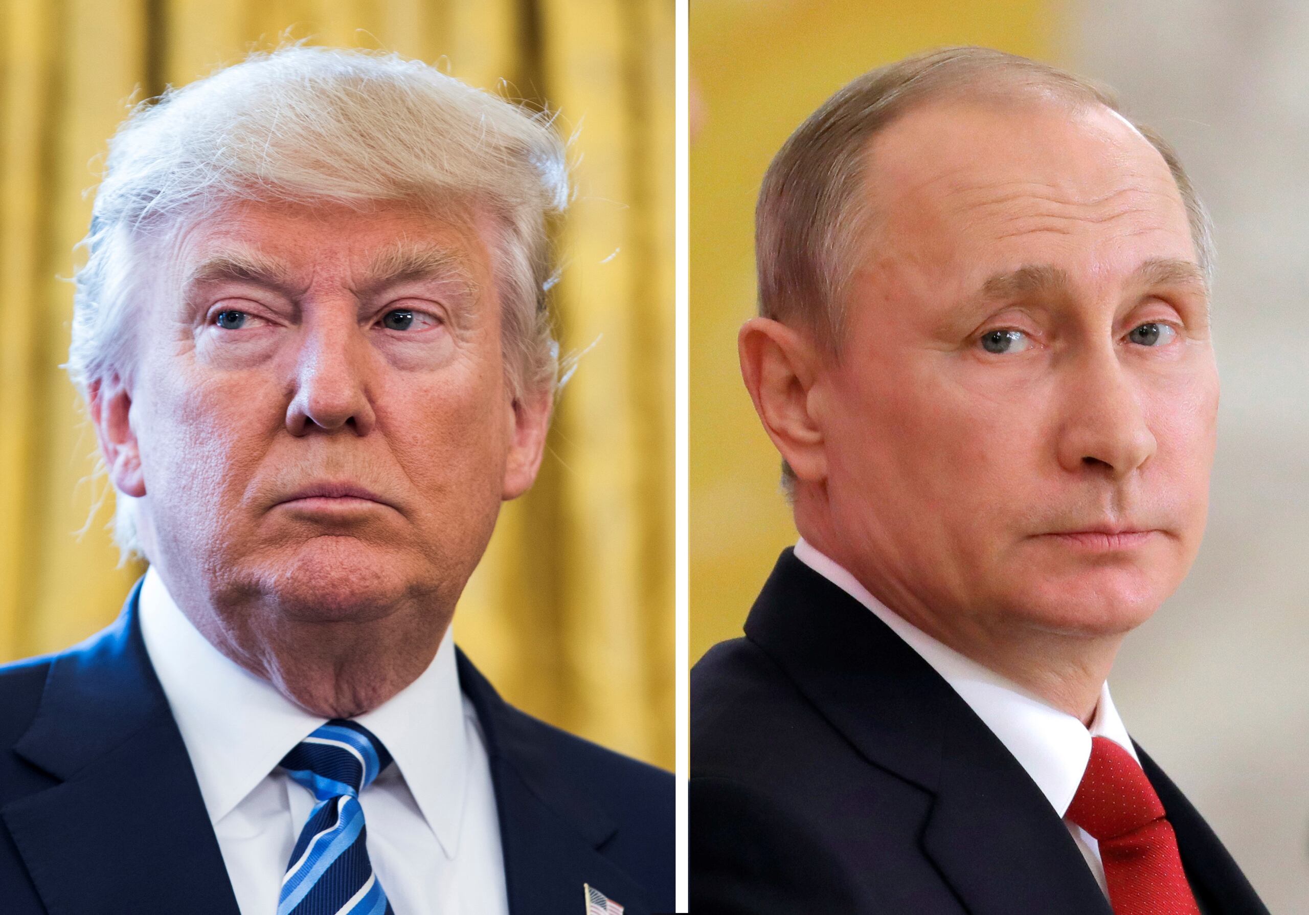 Fotografía de archivo que muestra al presidente de Estados Unidos, Donald J. Trump (I) y a su homólogo Vladimir Putin.