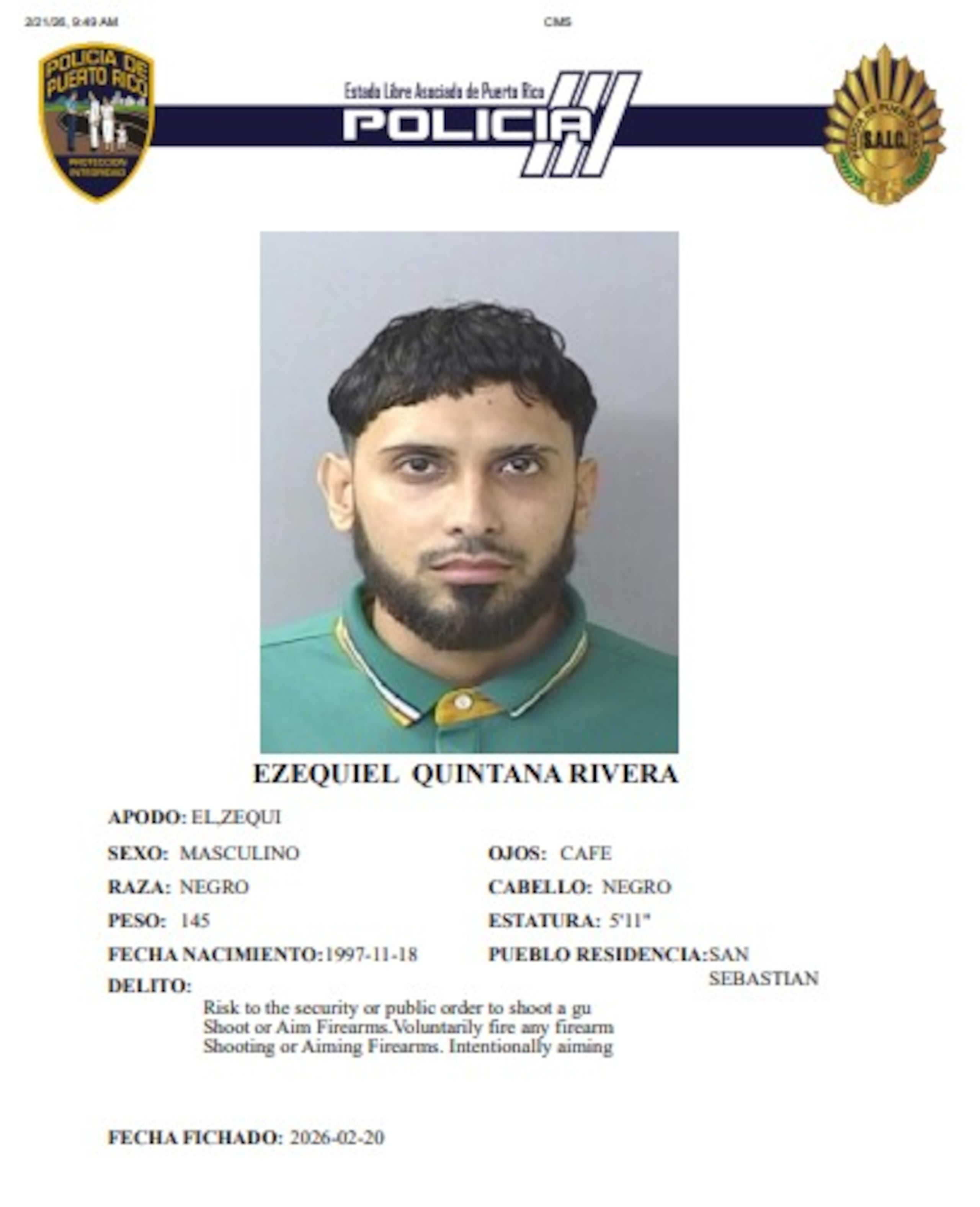 A Ezequiel Quintana Rivera se le impuso una fianza ascendente a $175 mil, la que no prestó, por lo que fue ingresado a prisión.