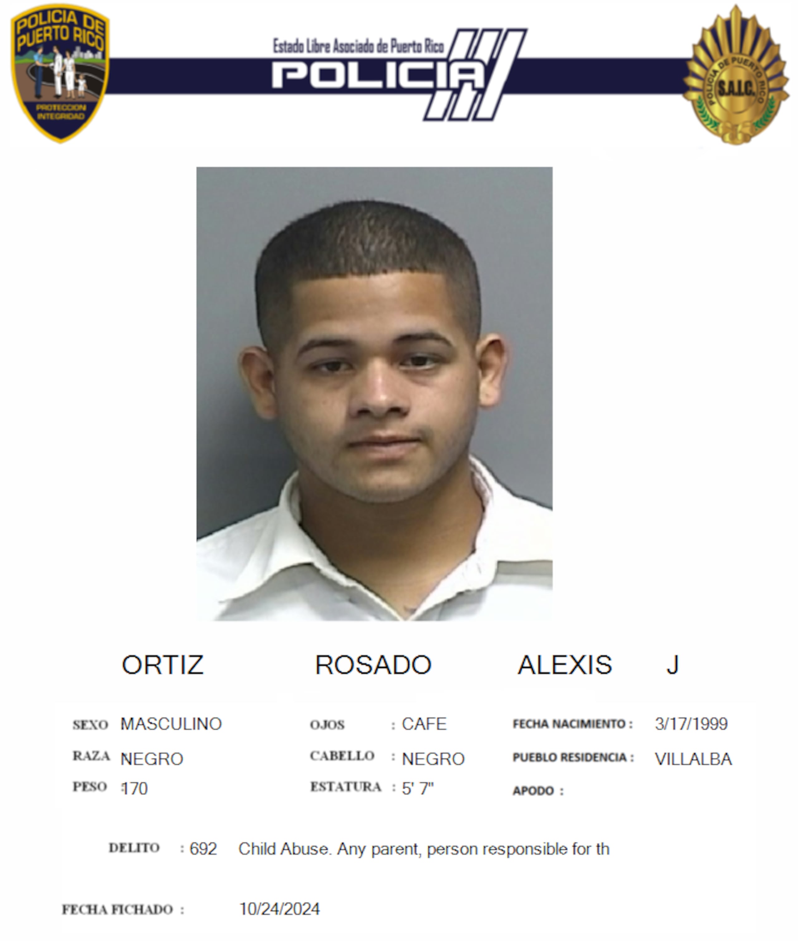 Alexis J. Ortiz Rosado, fue acusado por agresión sexual contra una niña de diez años y maltrato de menores.