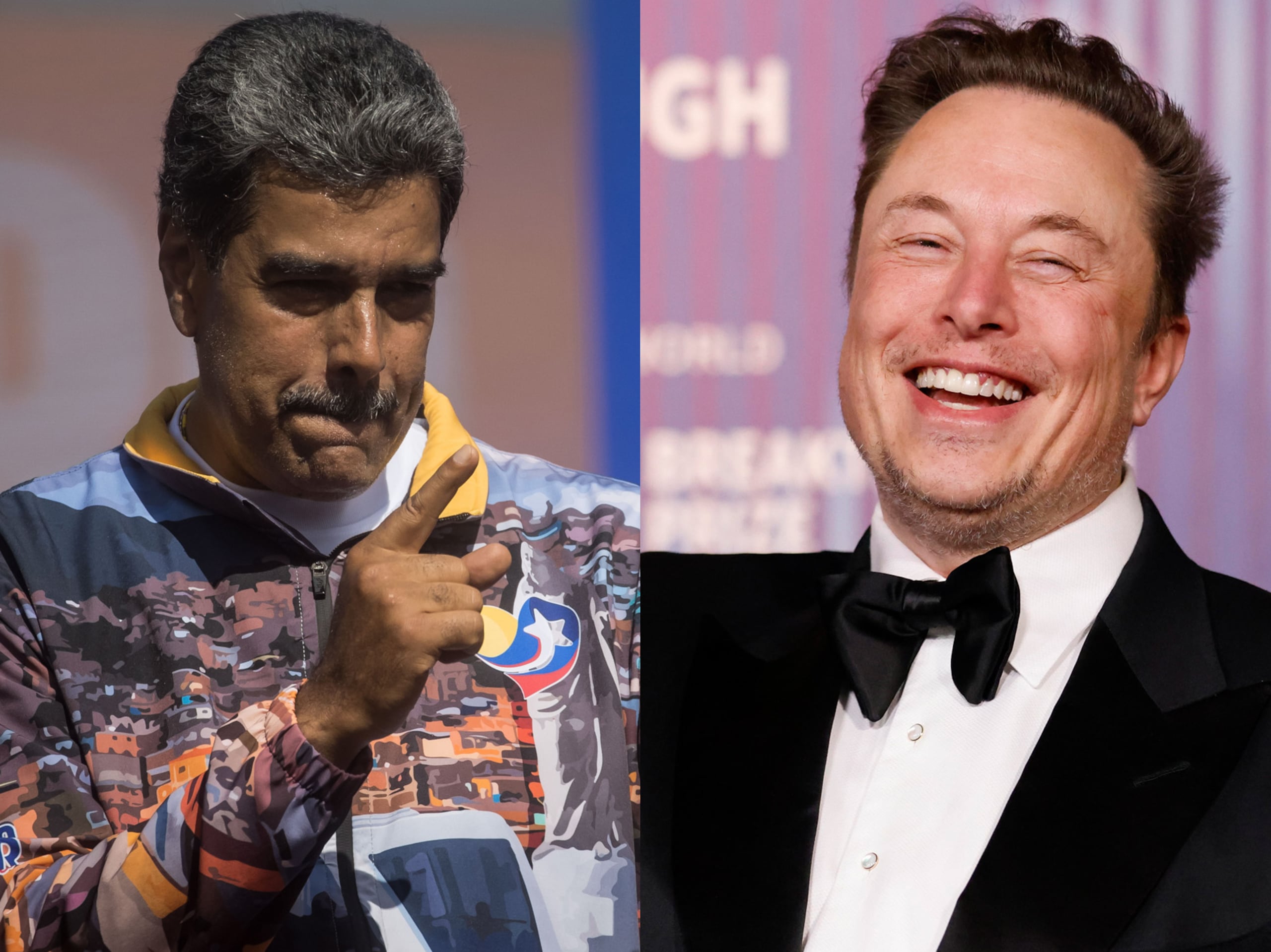 Combo de fotografías del presidente de Venezuela, Nicolás Maduro (izq.), y el CEO de Tesla Motors, Elon Musk. EFE/Miguel Gutiérrez/Caroline Brehman