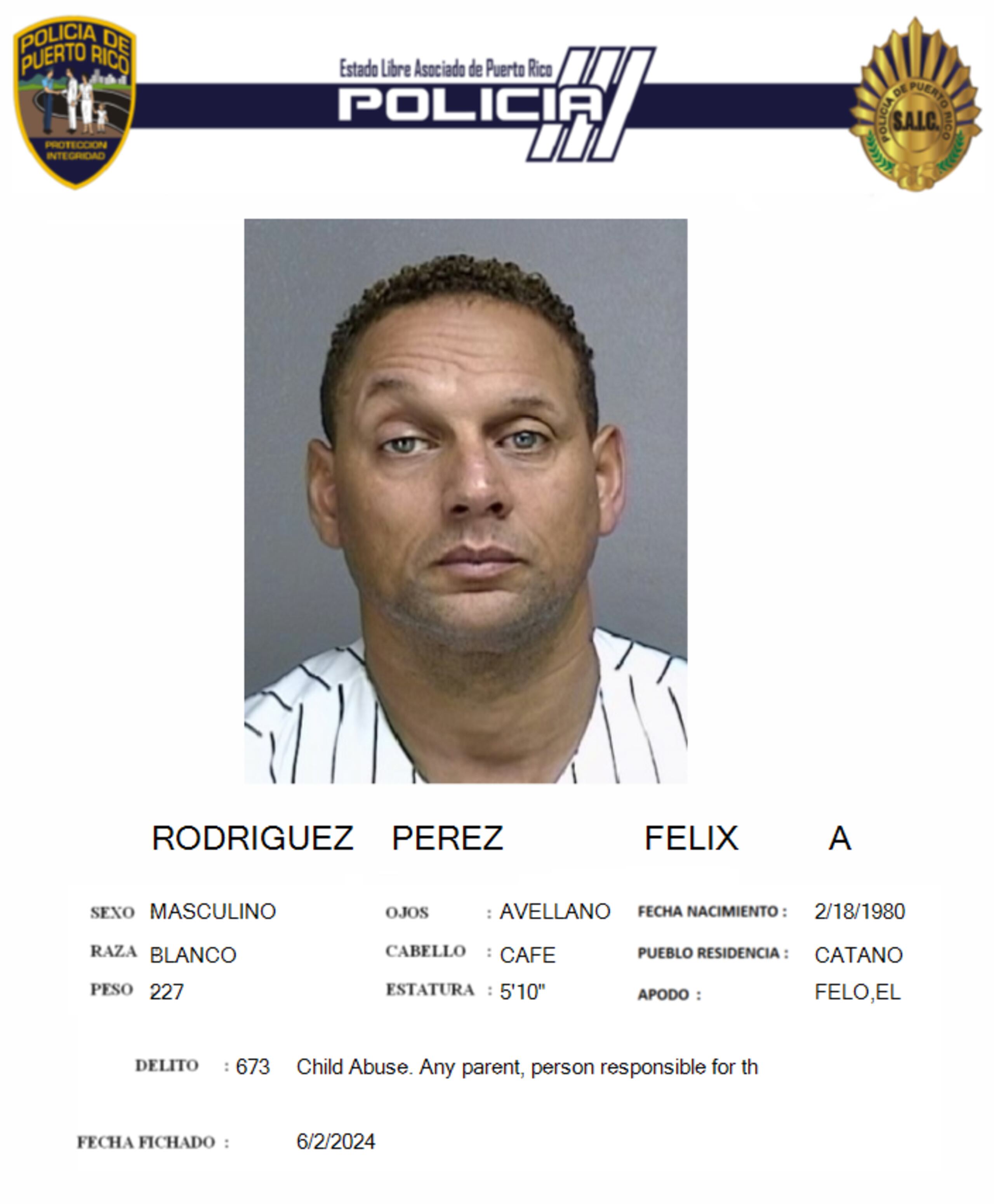 Félix A. Rodríguez Pérez fue acusado por maltrato de menores e incesto.