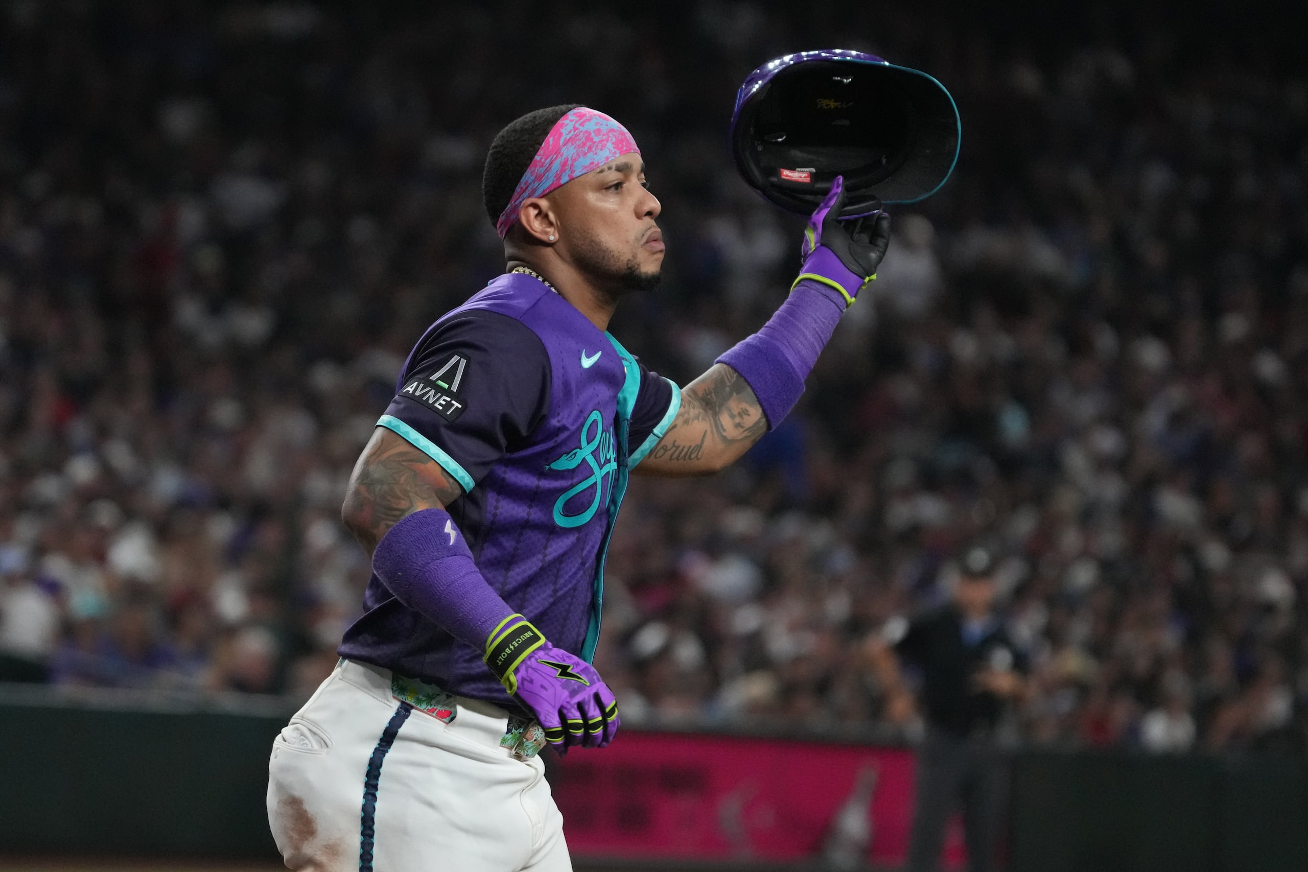 Ketel Marte, segunda base de los Diamondbacks de Arizona, en un partido frente a los Dodgers de Los Ángeles.