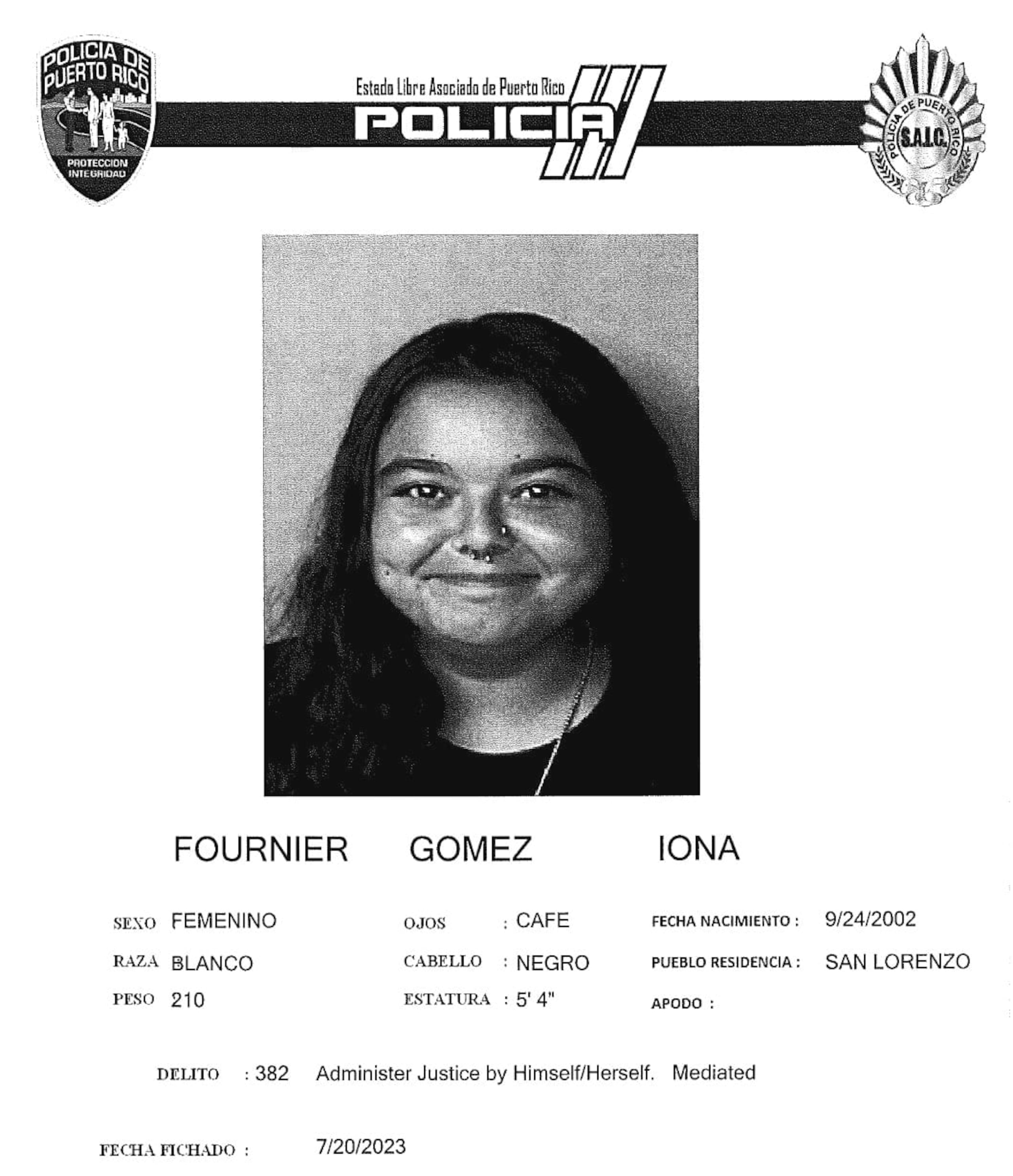 Iona Fornier Gómez, enfrenta cargos por incidente durante una manifestación en La Parguera, Lajas.
