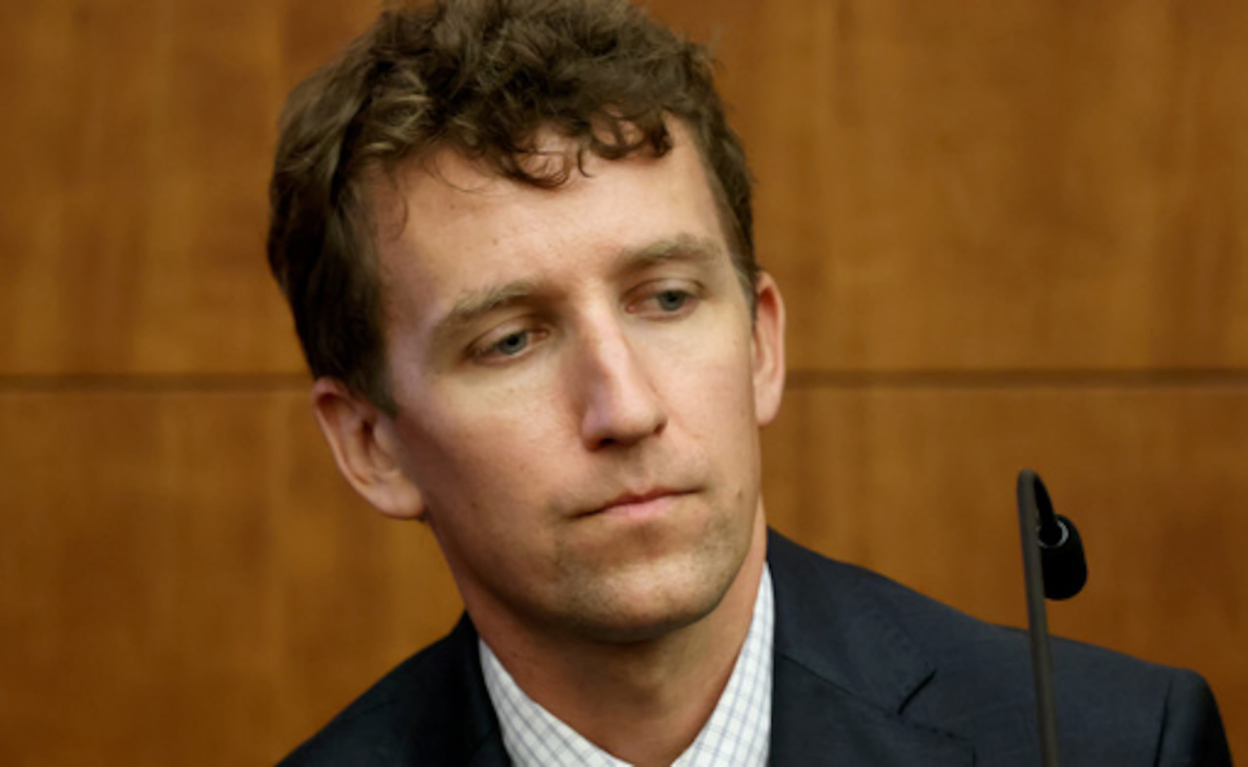 ARCHIVO - Patrick Clancy, sentado en el estrado durante el juicio por el asesinato de Lindsay Clancy en el Tribunal Superior de Plymouth, en Plymouth (Massachusetts), el miércoles 29 de julio de 2026. (David L. Ryan/The Boston Globe vía AP, Pool, archivo)