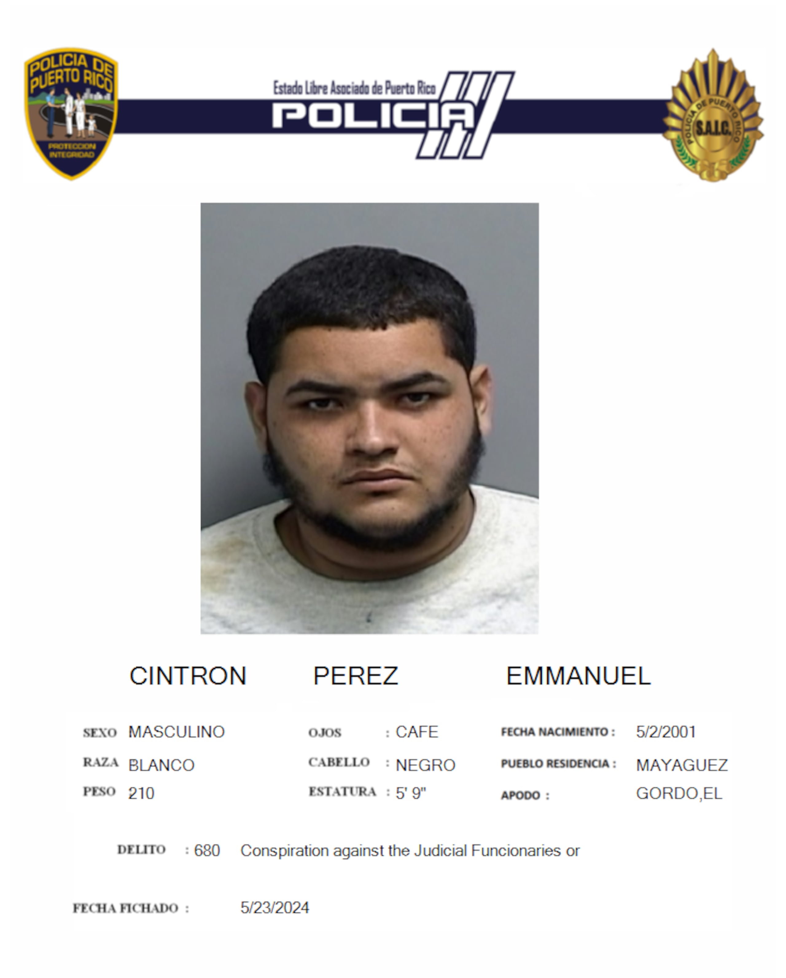El cuerpo de Emmanuel Cintrón Pérez fue localizado sin vida en la cárcel de Ponce el 8 de agosto de 2024.