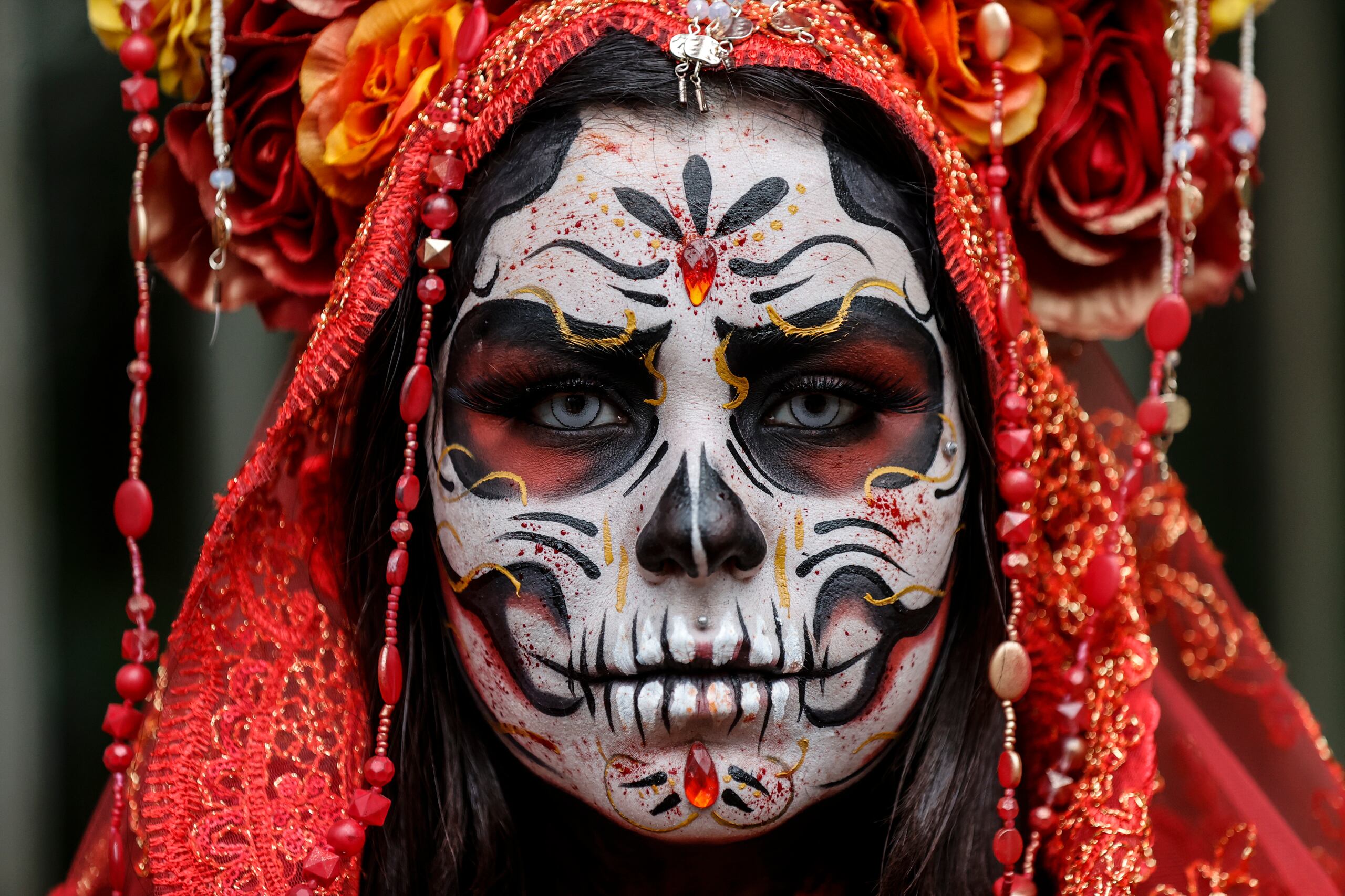 No faltaron las famosas catrinas durante la celebración del Día de los Muertos considerado un feriado nacional en Brasil.