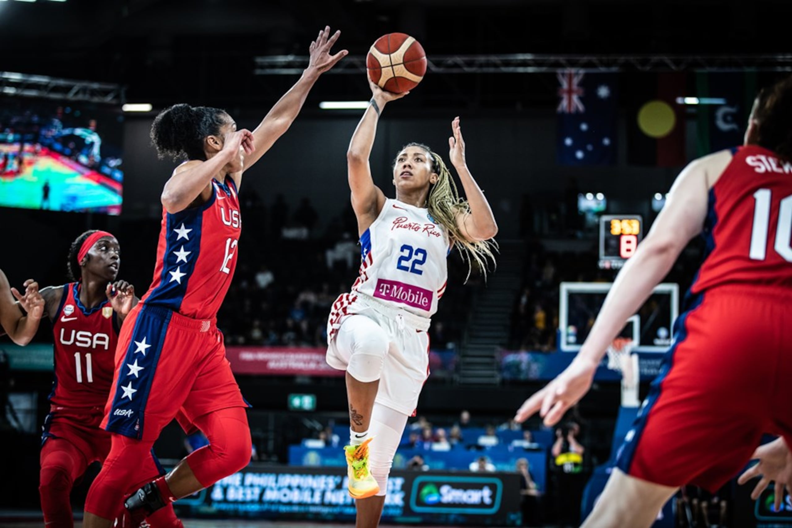 Arella Guirantes lideró la ofensiva de Puerto Rico en la Copa del Mundo 2022 con 18.2 puntos por juego.