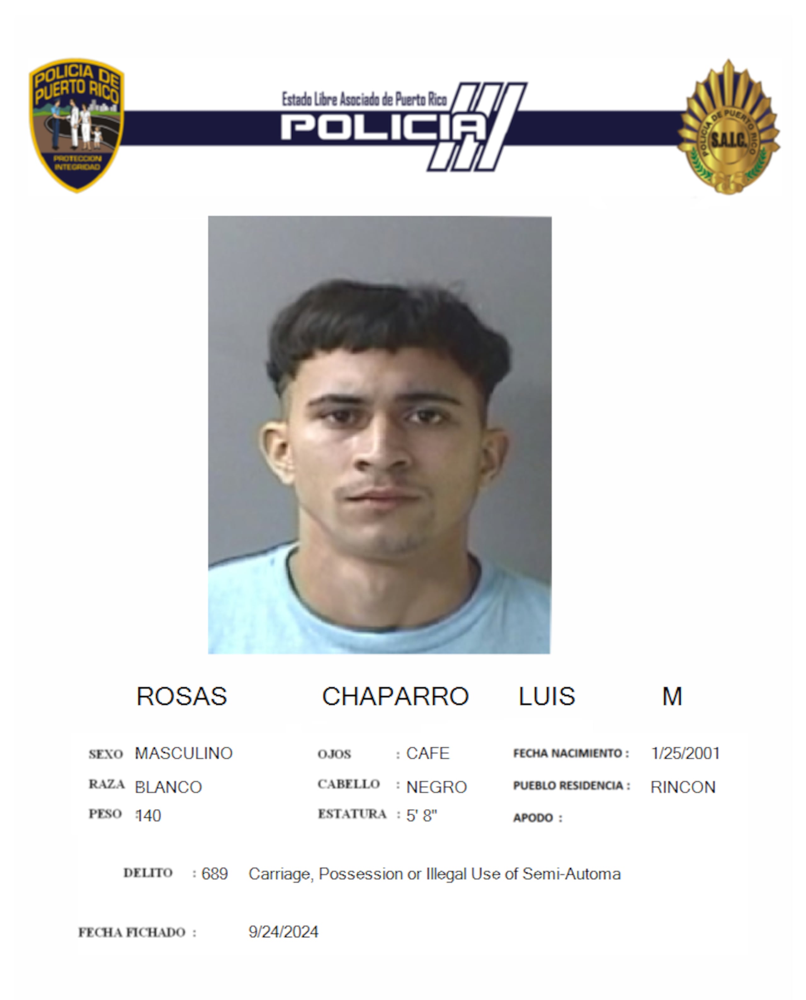 La orden de arresto contra Rosas Chaparro fue expedida en octubre del año pasado.