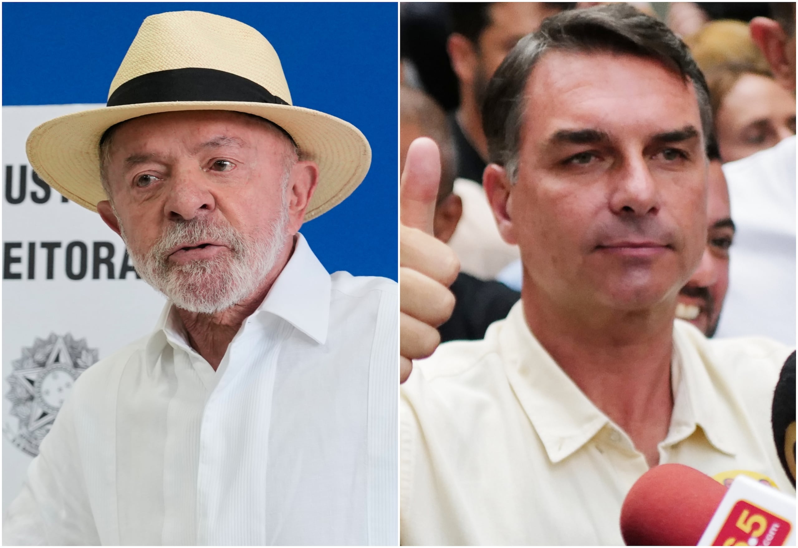 Luiz Inácio Lula da Silva (izq.) y Flávio Bolsonaro (der.)