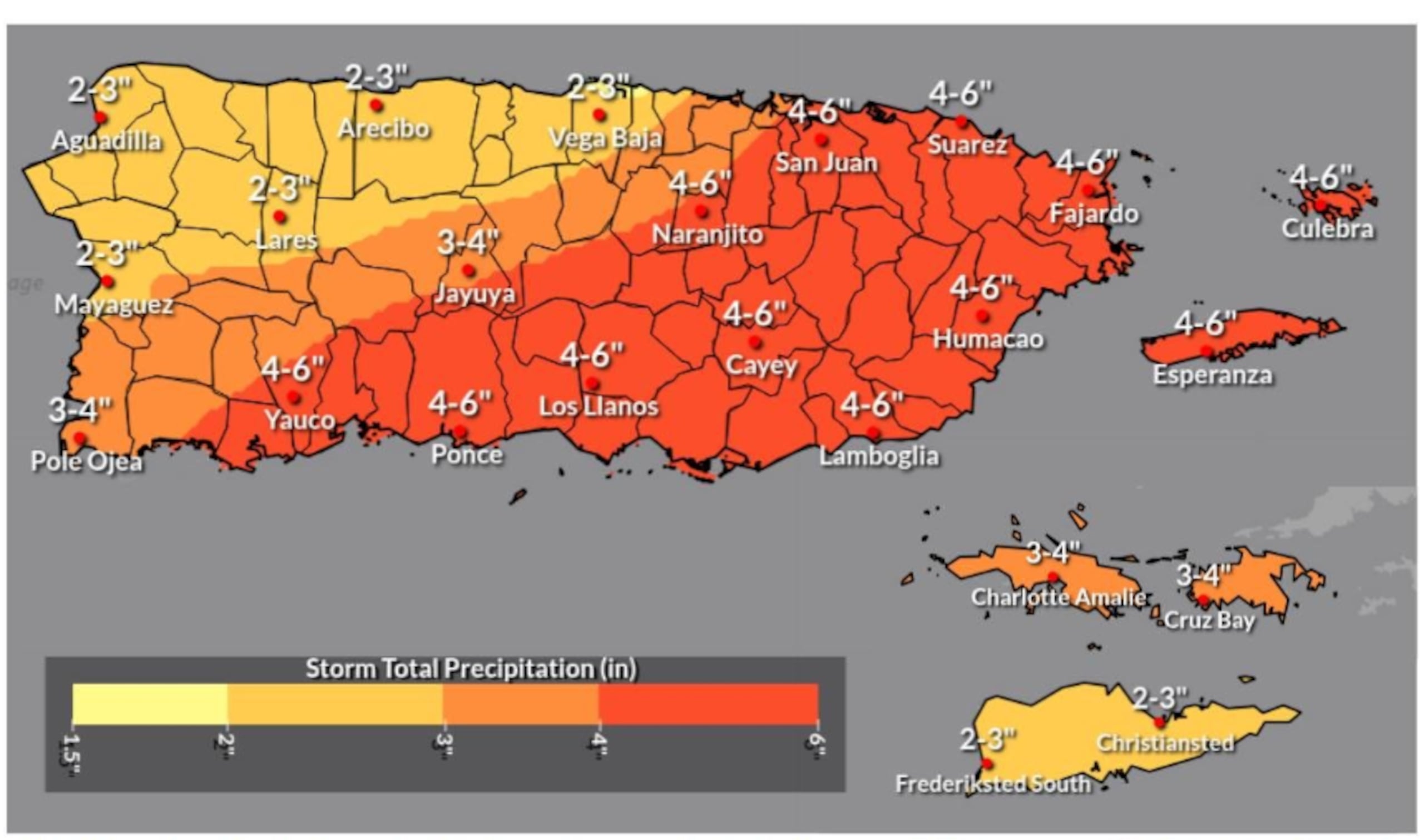 El Servicio Nacional de Meteorología en San Juan emitió un pronóstico de lluvias adicionales para varios municipios.