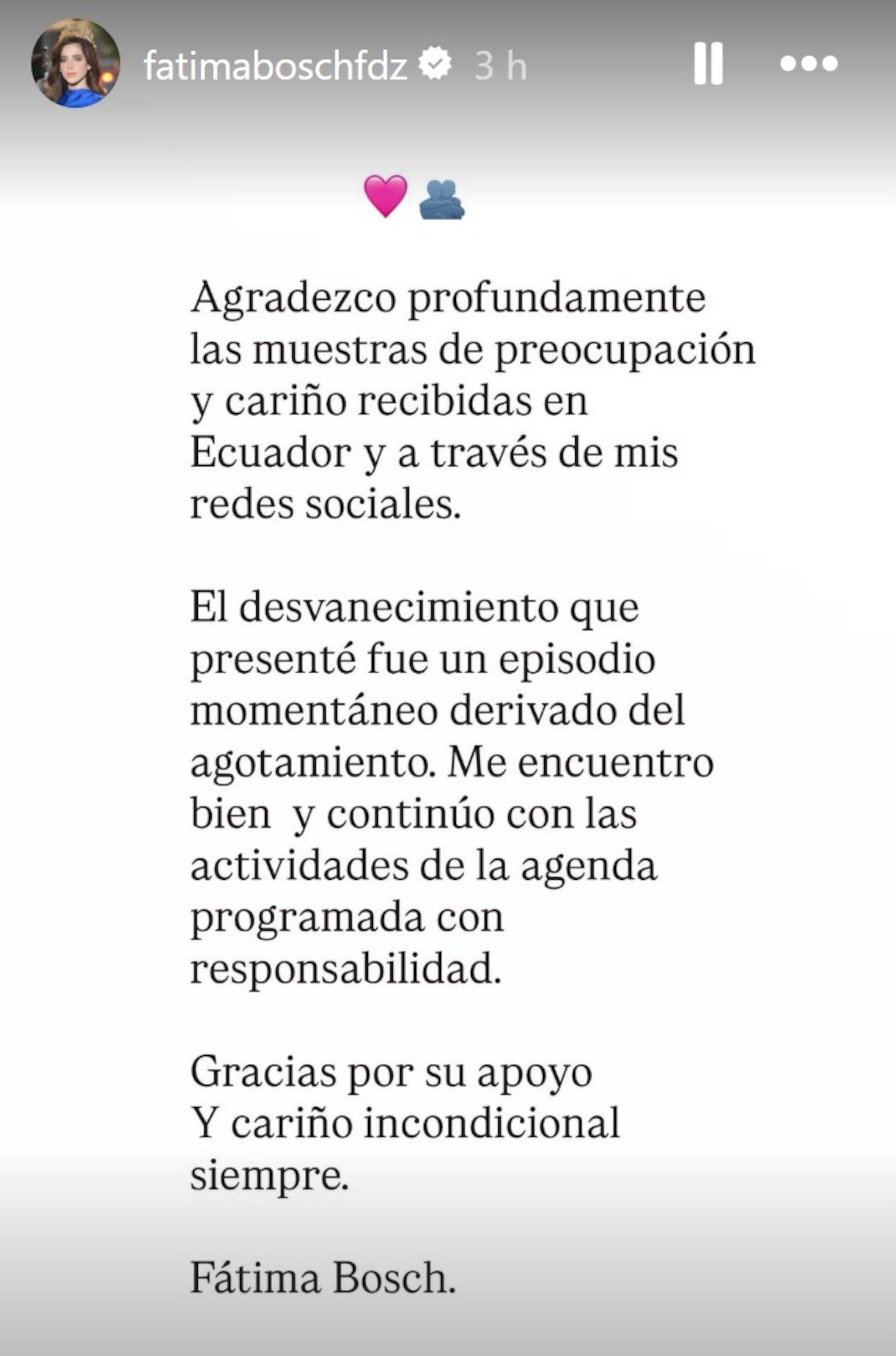 Fátima Bosch compartió un mensaje en sus redes sociales.