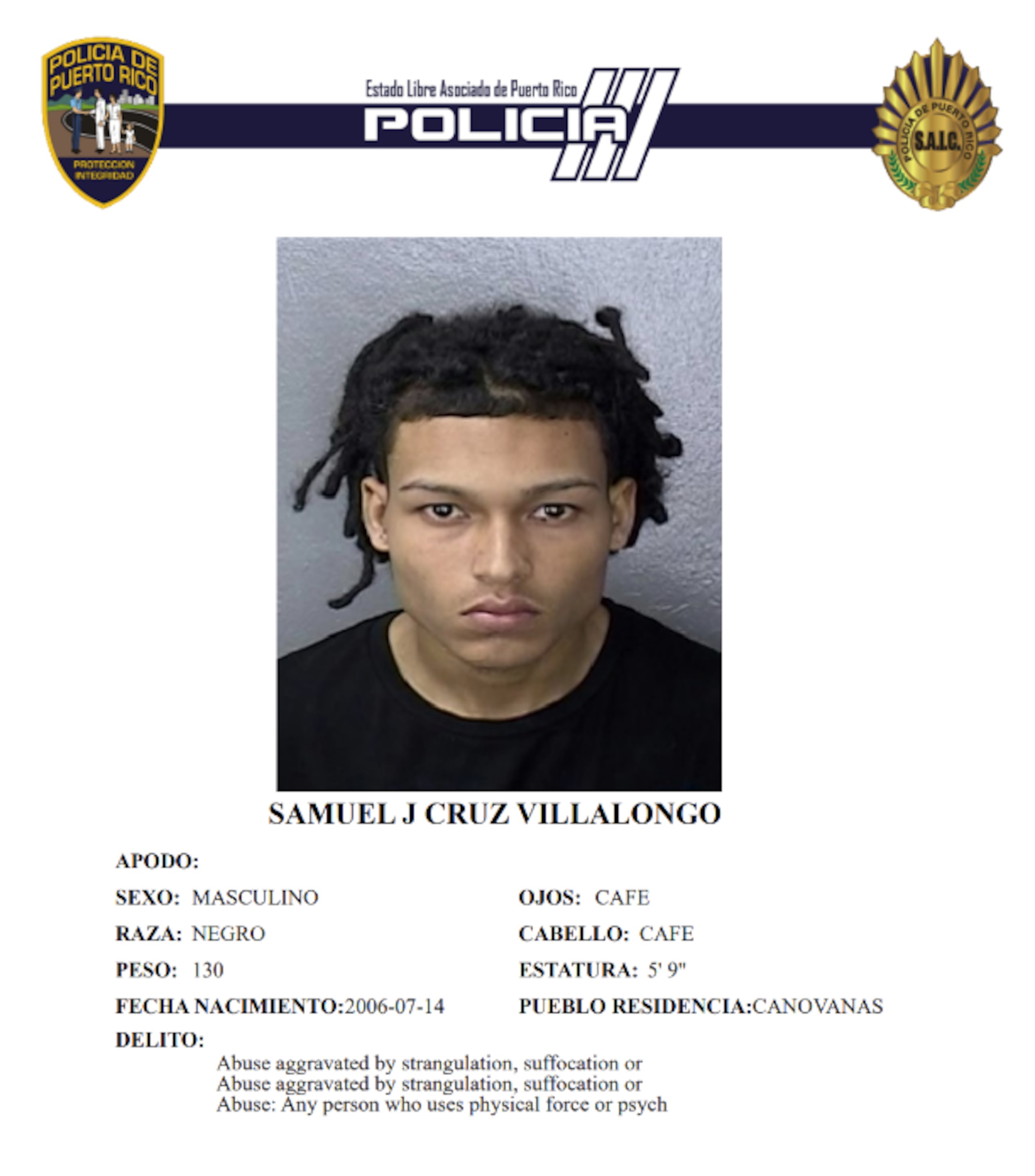 Samuel J. Cruz Villalongo, enfrenta cargos por violencia doméstica y violación a la Ley de Armas.