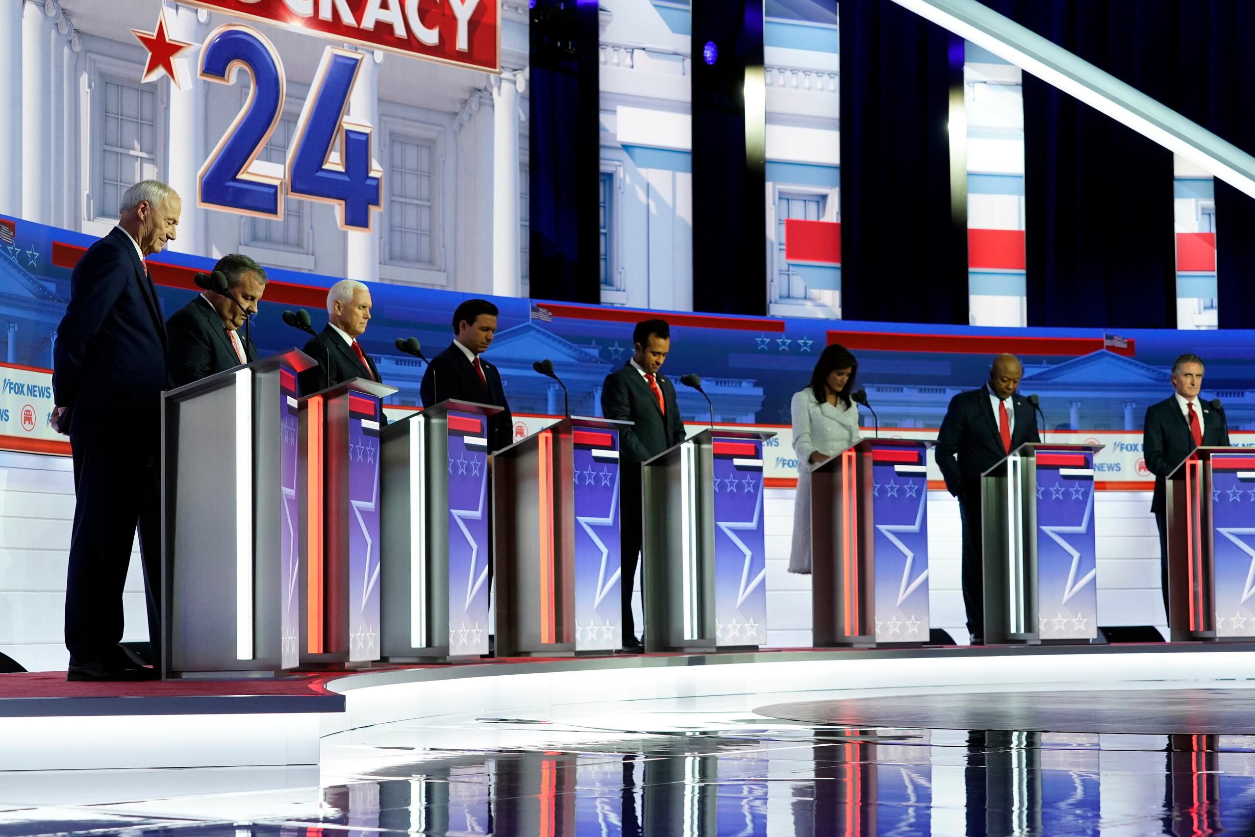 Los candidatos presidenciales republicanos (Foto AP/Morry Gash)