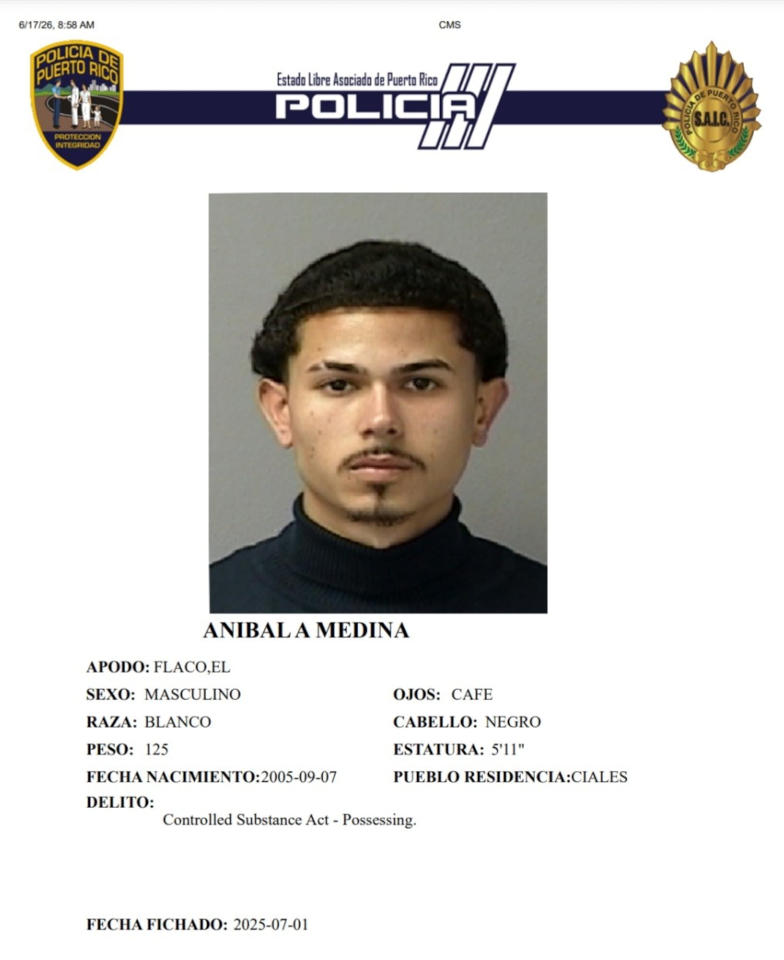 Aníbal A. Medina Carrión, fue hallado calcinado en el interior de un vehículo el 5 de mayo, en Morovis.