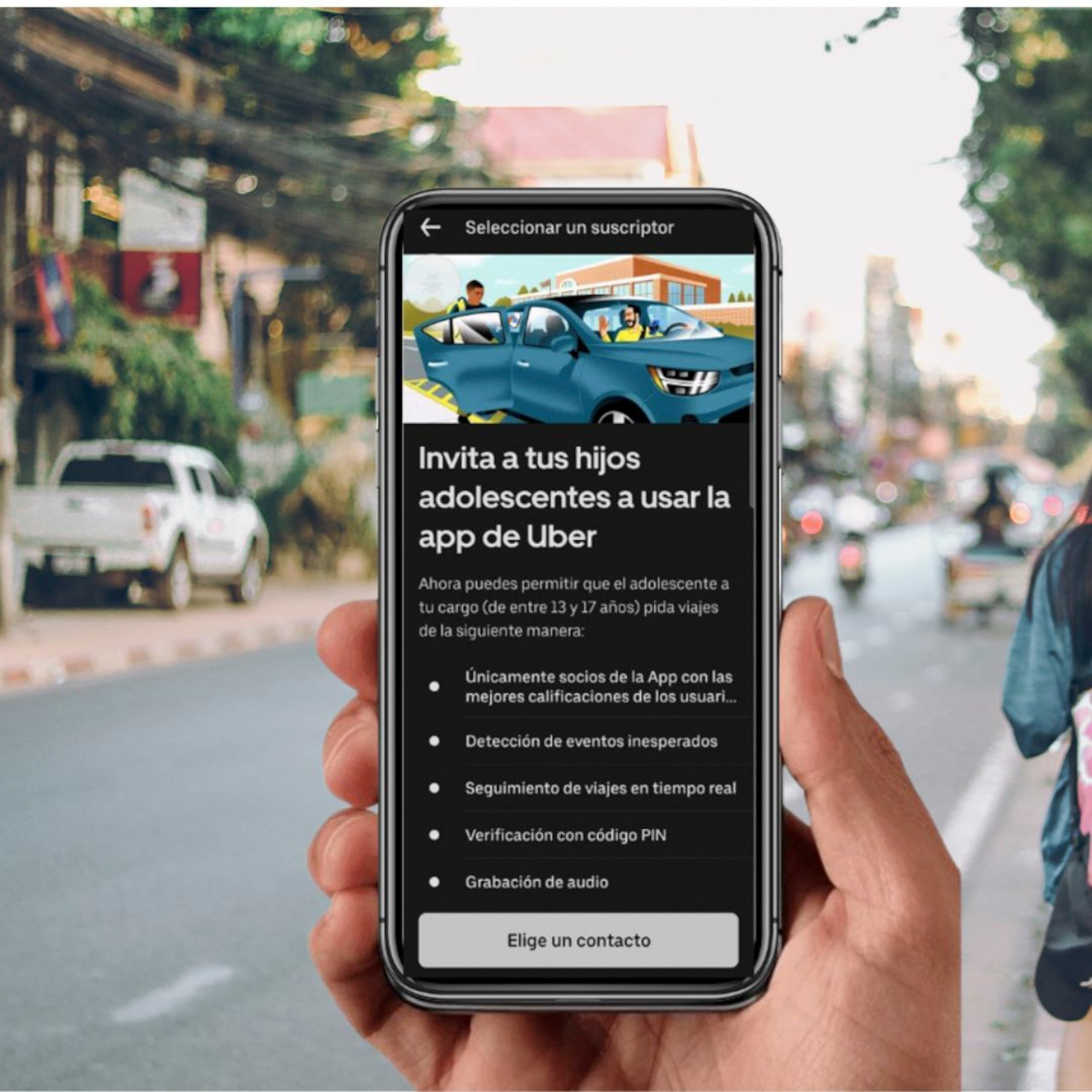 Uber Teens es una cuenta especializada para que los jóvenes de 13 a 17 años puedan solicitar viajes y pedir comida de forma independiente bajo la supervisión de un adulto responsable.