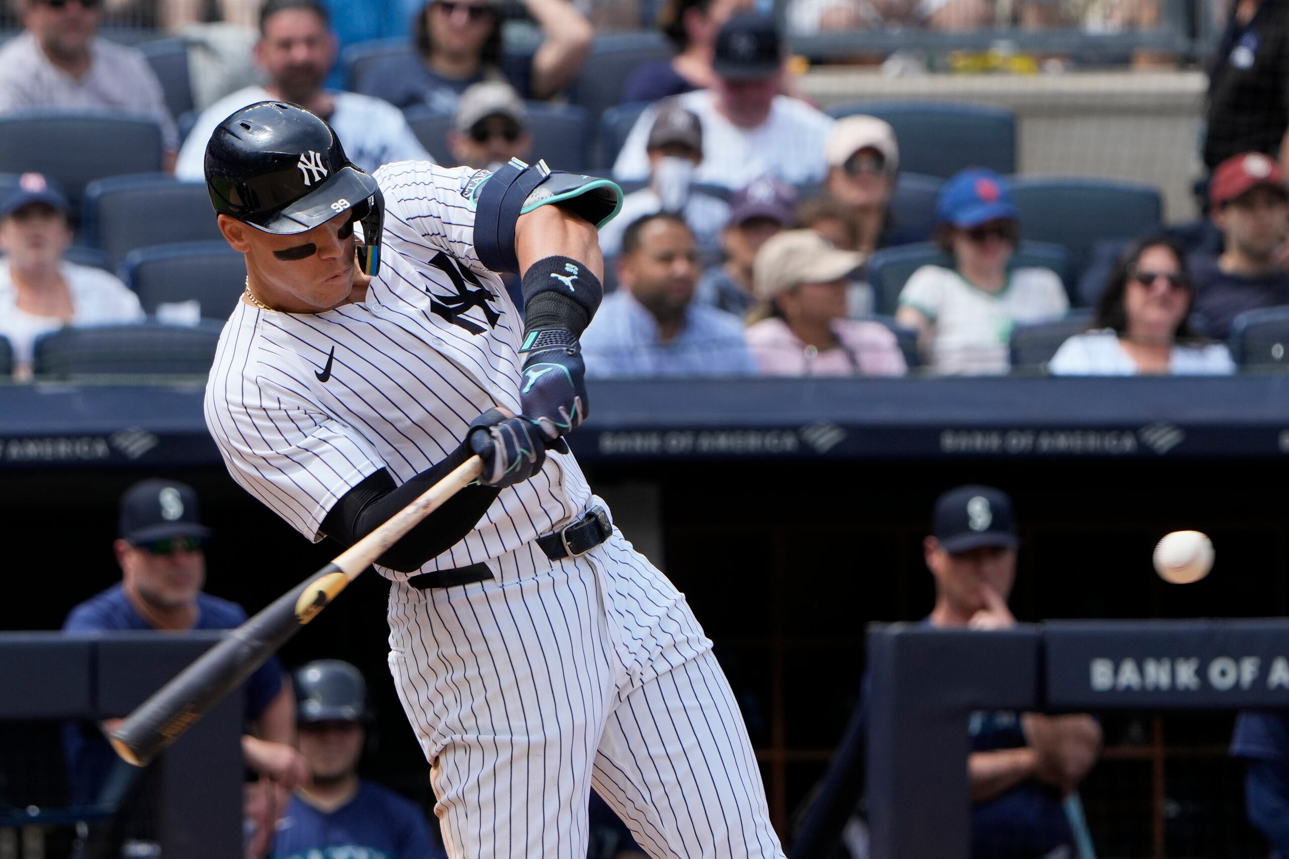 Aaron Judge, de los Yankees de Nueva York, en la caja de bateo durante el partido del jueves contra los Mariners de Seattle.
