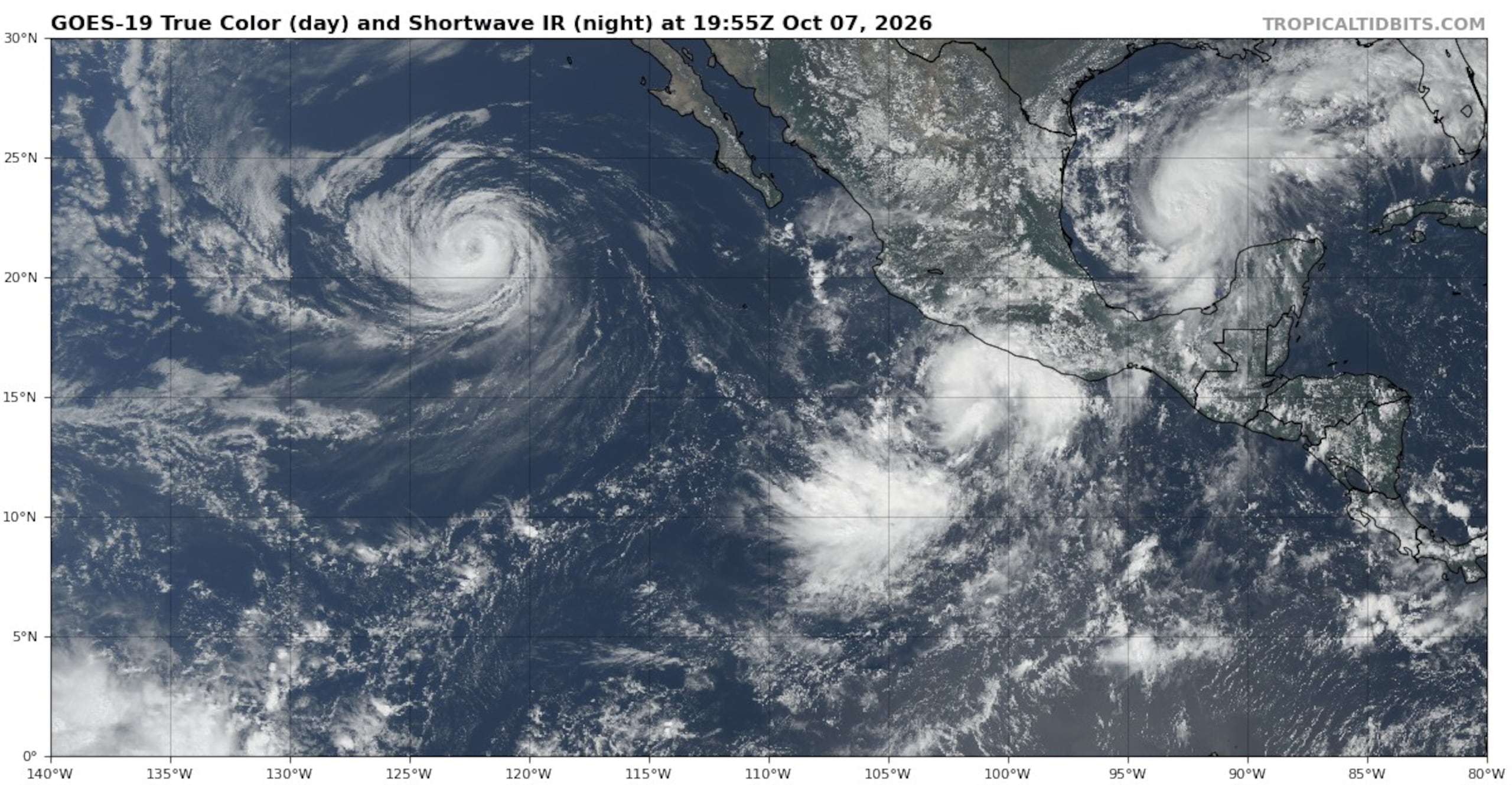 De la depresión tropical número 20 indicó que “todavía está medio desorganizada y, en caso de que continúe intensificándose, va a adquirir el nombre de Simón”, y para la tarde-noche de este miércoles podría ascender a tormenta tropical. (NOAA)
